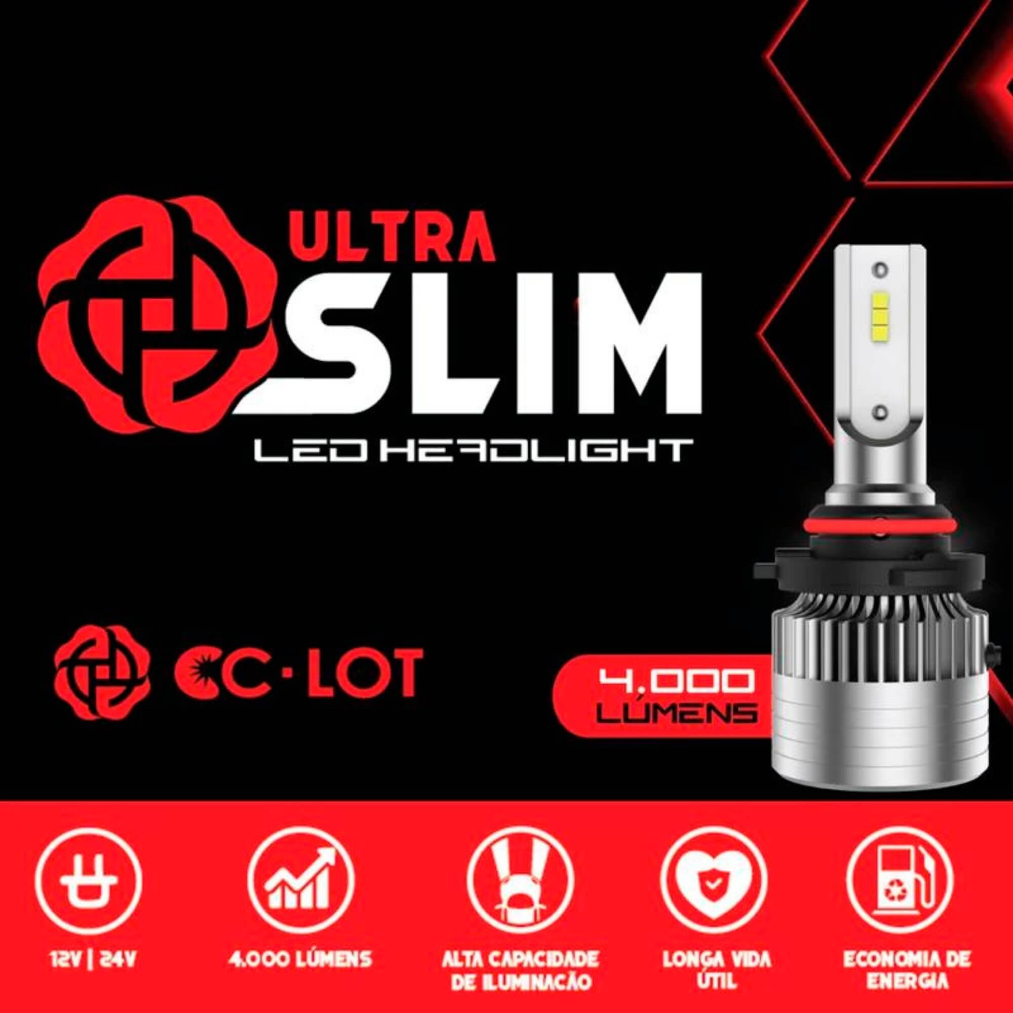 Par Lâmpada de Led H27 6000k CC-LOT Ultra Slim 4000 Lumens 25W Com Canbus JR8 - JH0CCSLIMH27