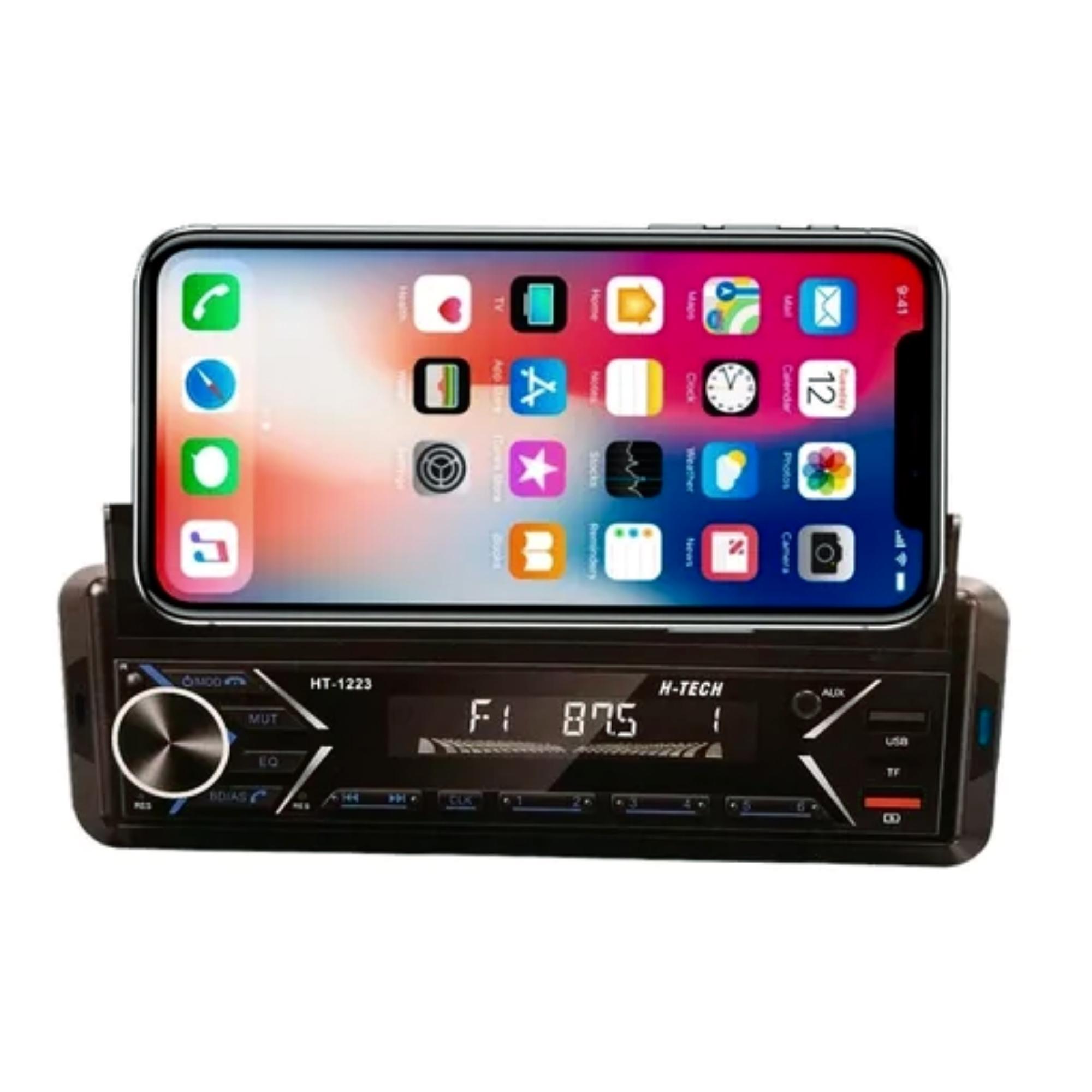 Som Automotivo Rádio Suporte para Celular com APP para Bluetooth/USB/SD/Aux H-Tech - HT-1223