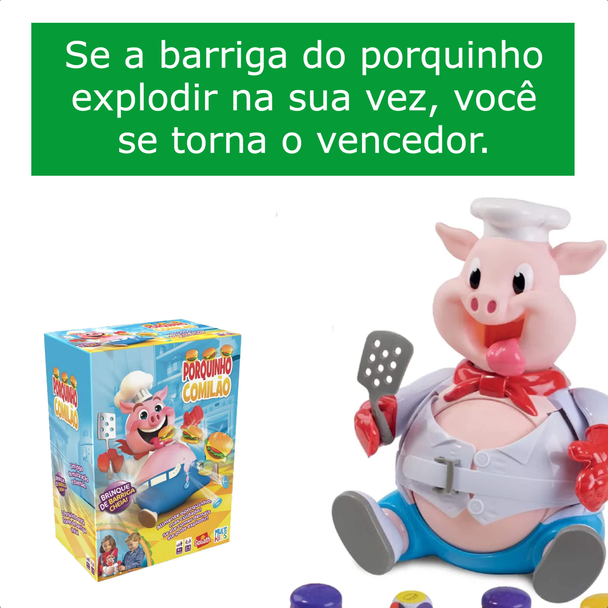 Jogo Porquinho Comilão Explode Barriga Hambúrgueres Coloridos Acima de 4 anos Multikids - BR1794