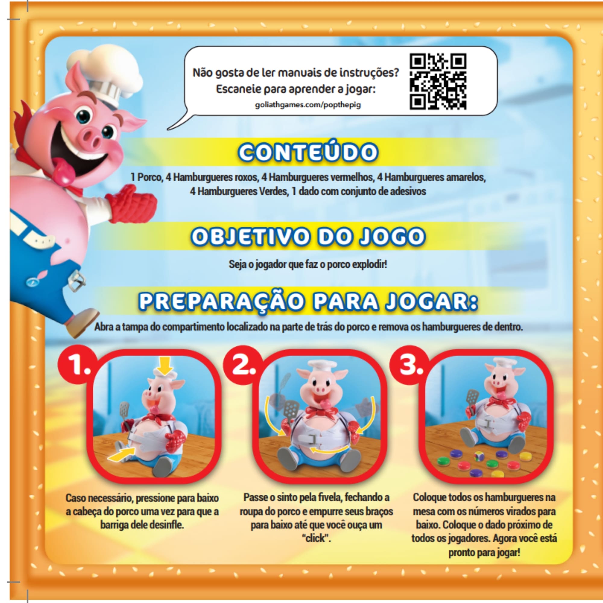 Jogo Porquinho Comilão Explode Barriga Hambúrgueres Coloridos Acima de 4 anos Multikids - BR1794