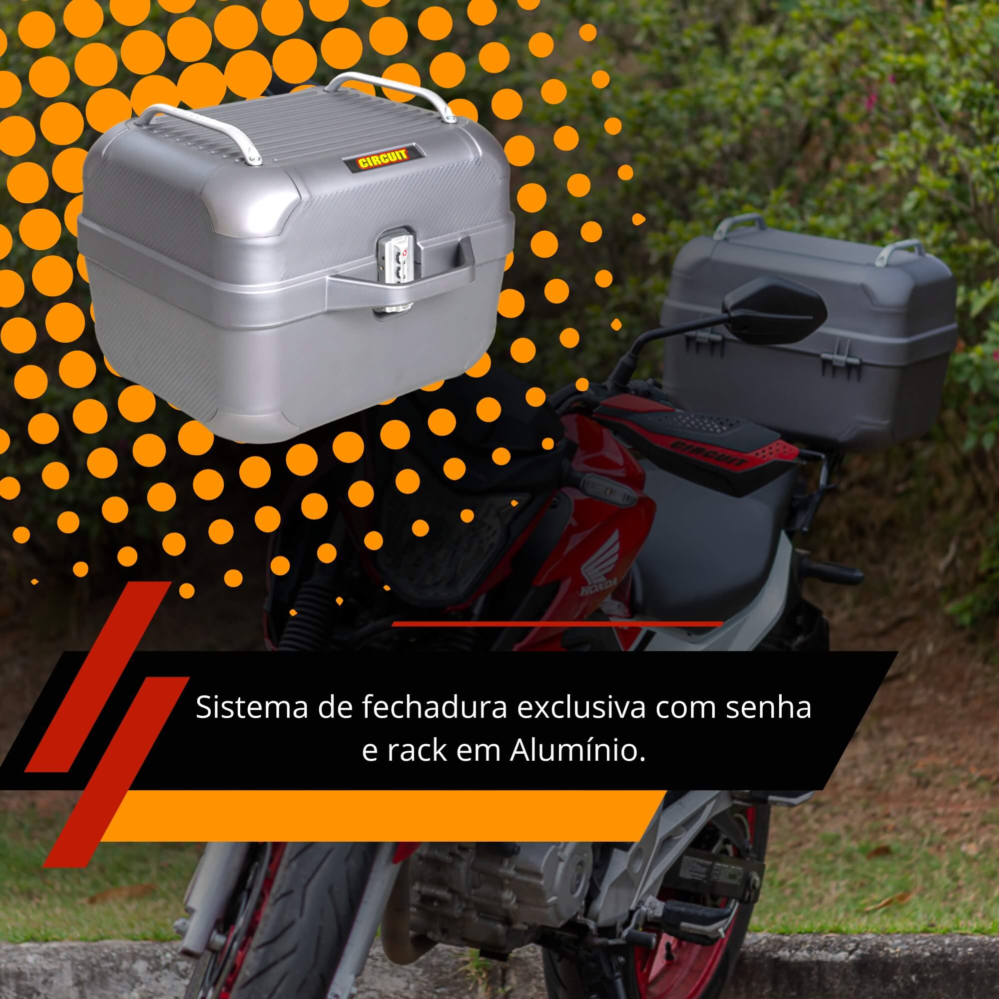 Bau Bauleto Smart para Moto com Porta USB Circuit 28 Litros até 9kgs Titanium - BA002-024