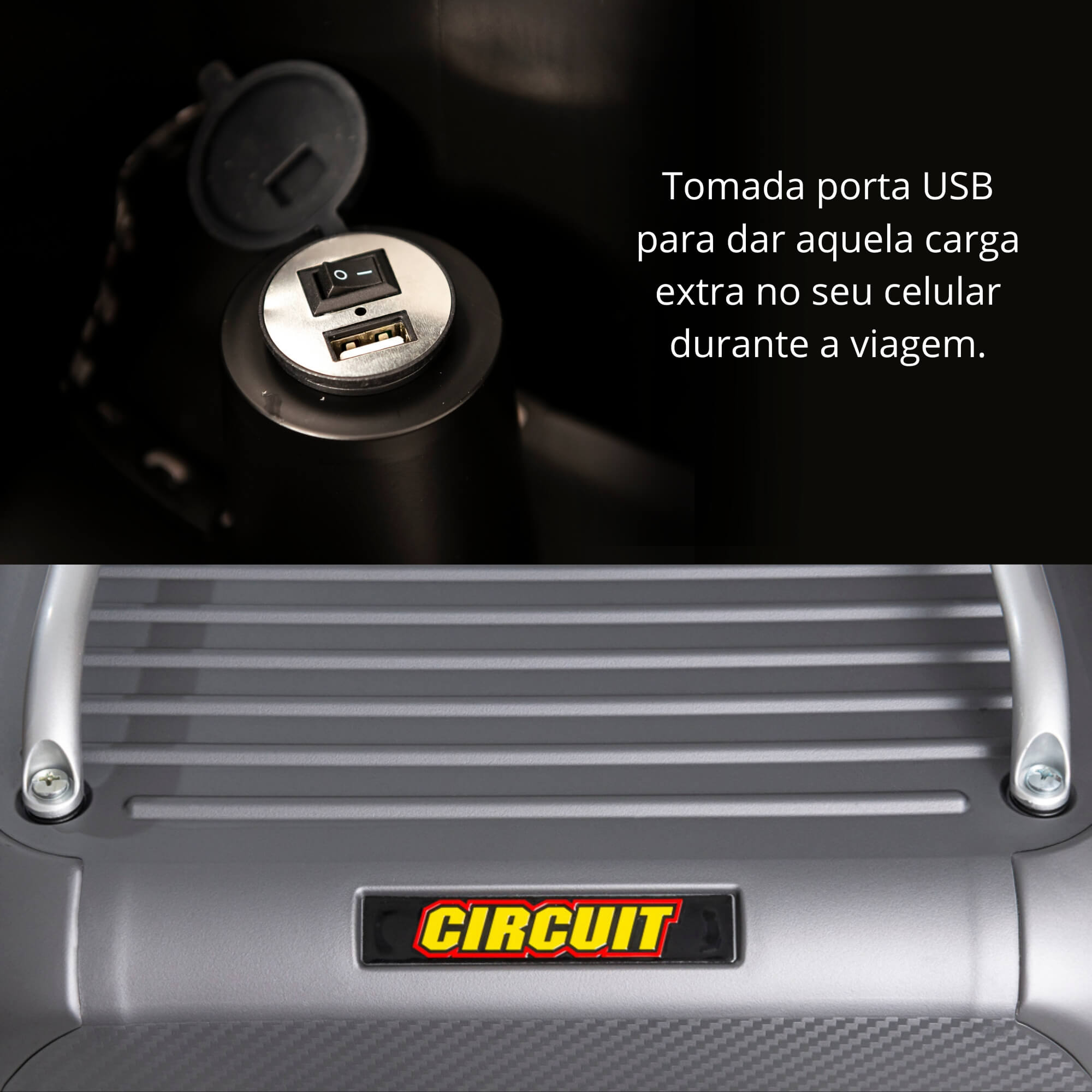 Bau Bauleto Smart para Moto com Porta USB Circuit 28 Litros até 9kgs Titanium - BA002-024
