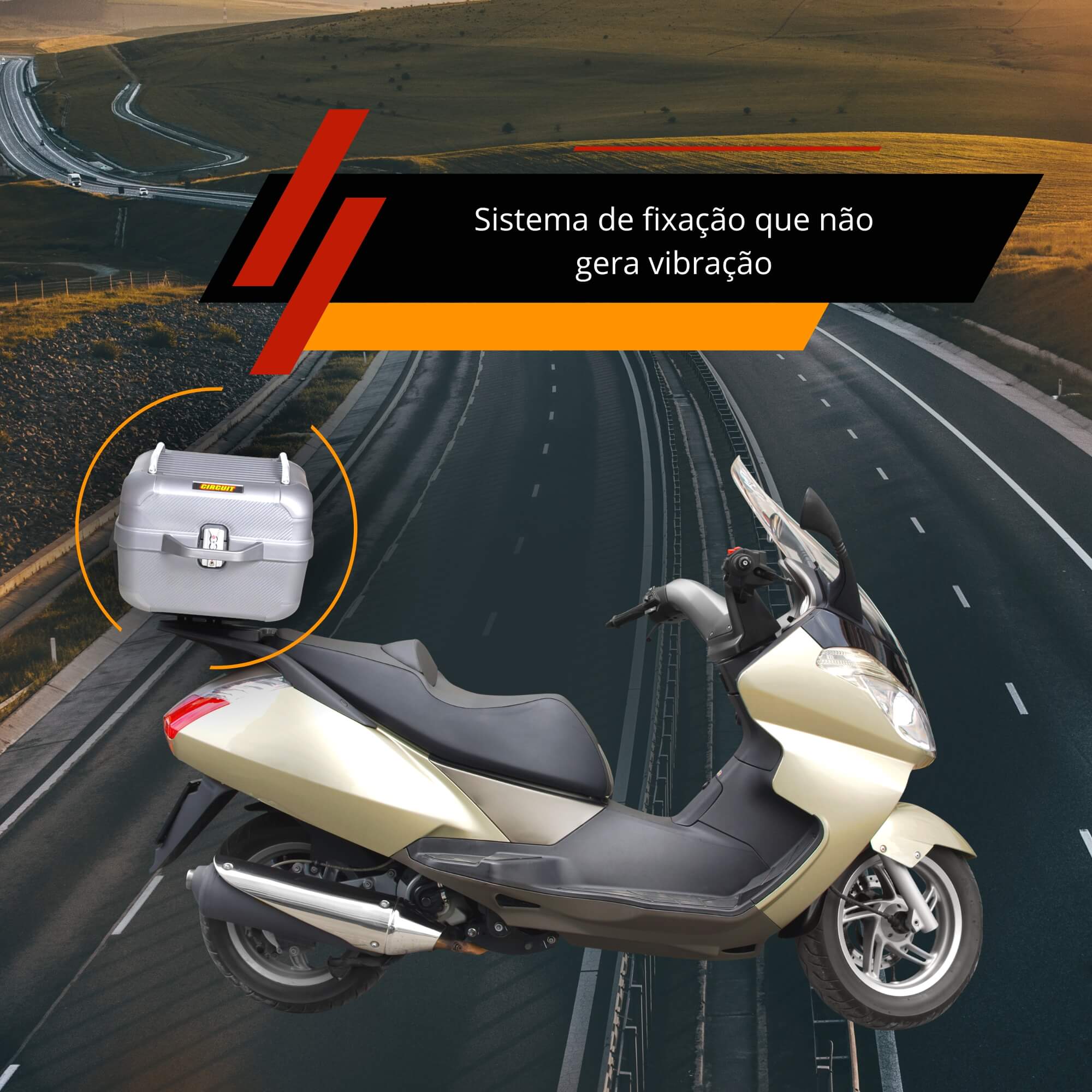Bau Bauleto Smart para Moto com Porta USB Circuit 28 Litros até 9kgs Titanium - BA002-024