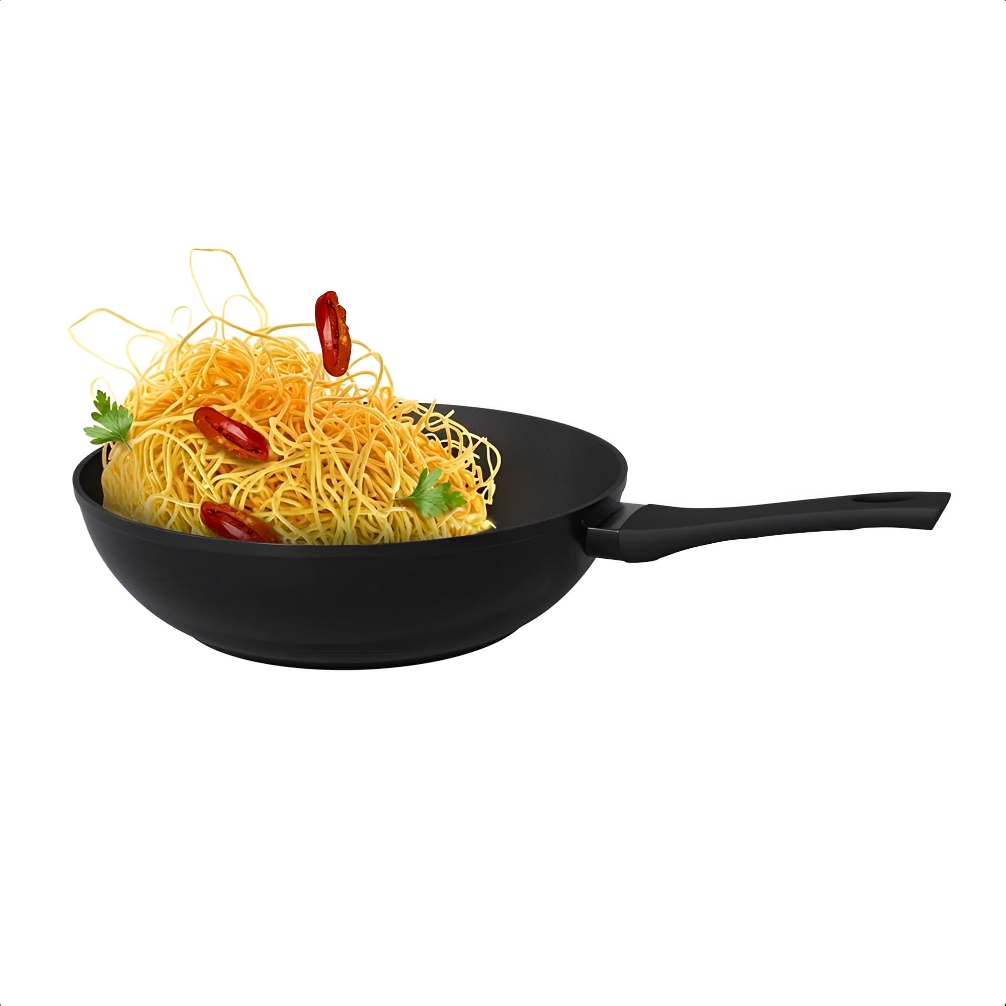 Panela Wok Ouro Preto 30cm Alumínio 4 Camadas Revestimento Antiaderente Gold Flon Up Home UD286