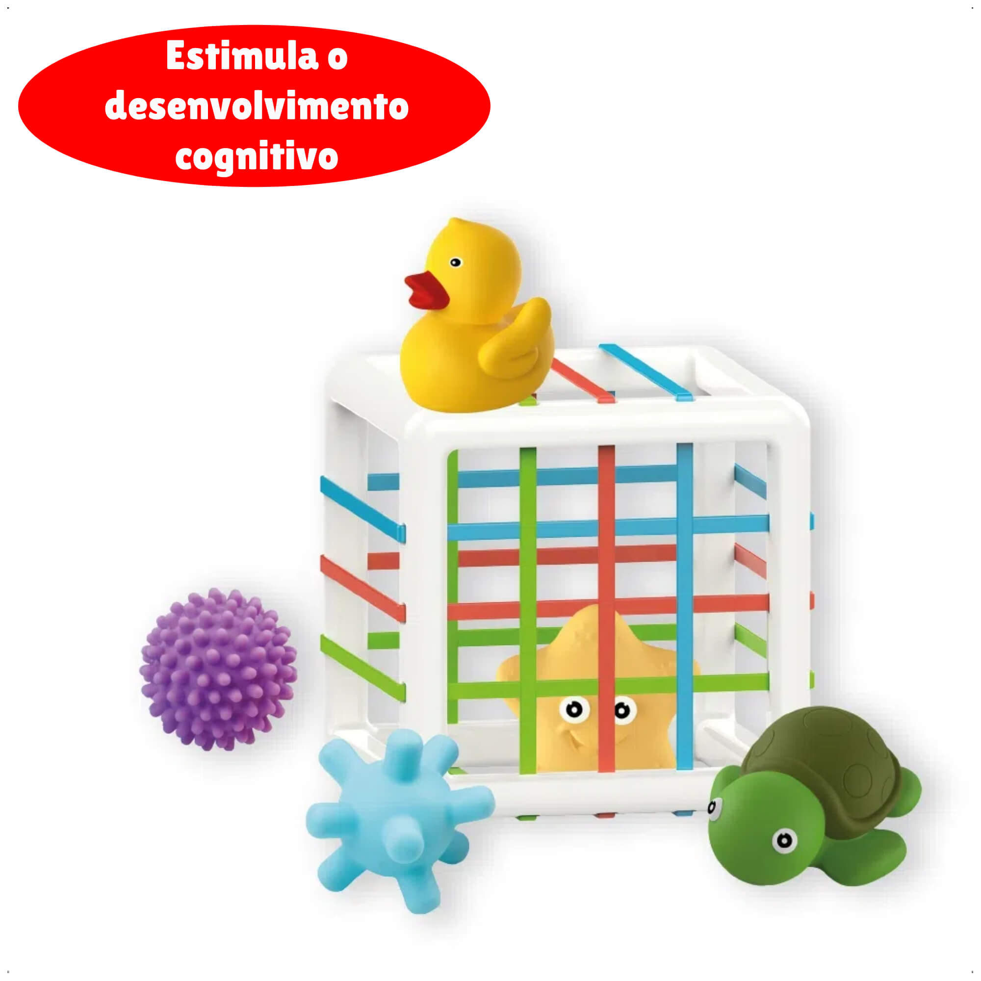 Brinquedo Cubo Elástico Com 5 Blocos Infantil Desenvolvimento Motor Cognitivo Físico - Multikids Baby - BR1636