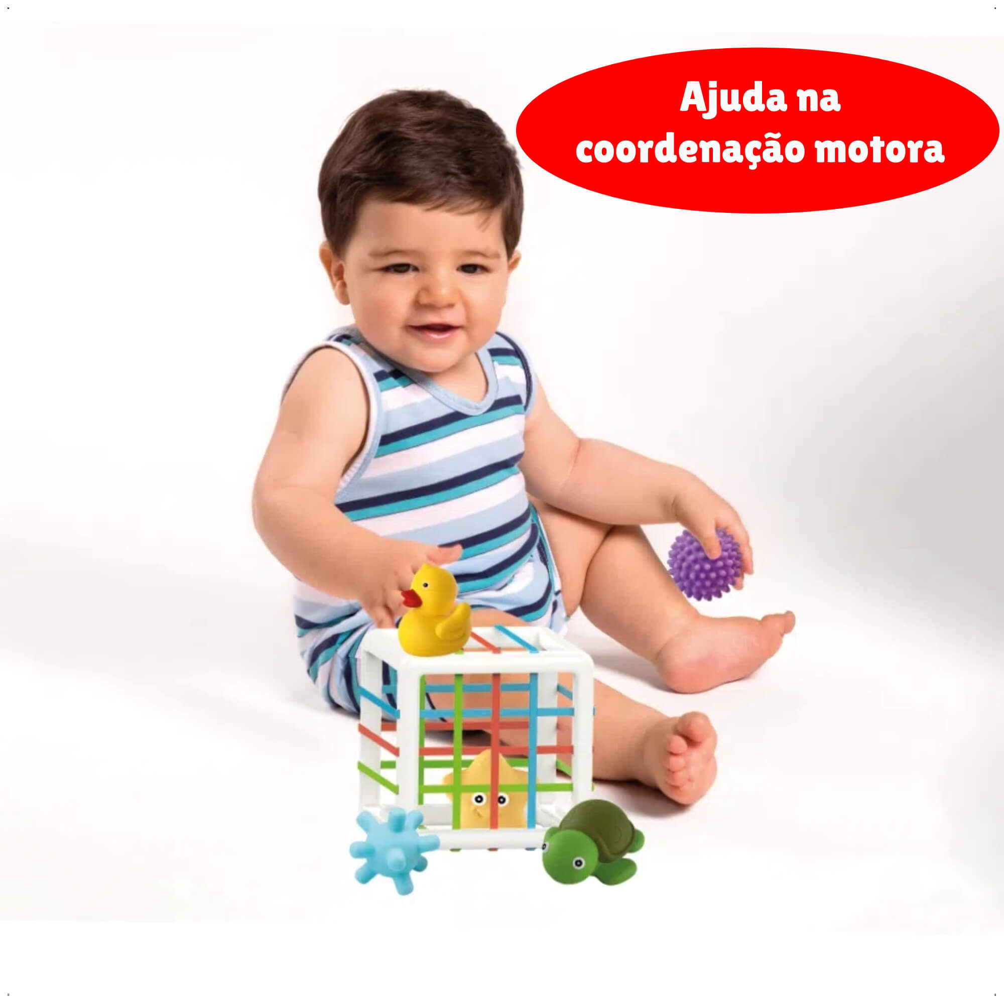 Brinquedo Cubo Elástico Com 5 Blocos Infantil Desenvolvimento Motor Cognitivo Físico - Multikids Baby - BR1636
