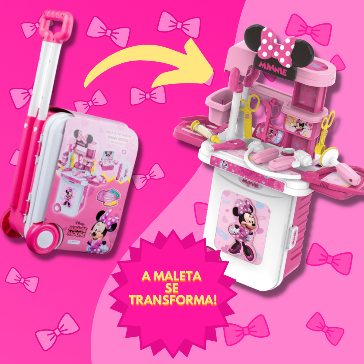 Maleta de Viagem Play Set 3 EM 1 Multikids Maleta: Minnie Médica