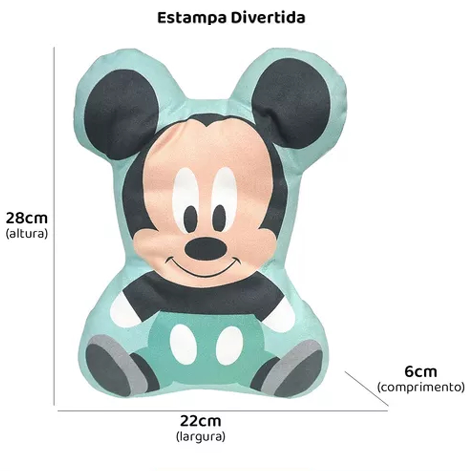 Almofada 2d Recém Nascido Bebe Infantil Macio Mickey Disney Azul Baby Go - 03721