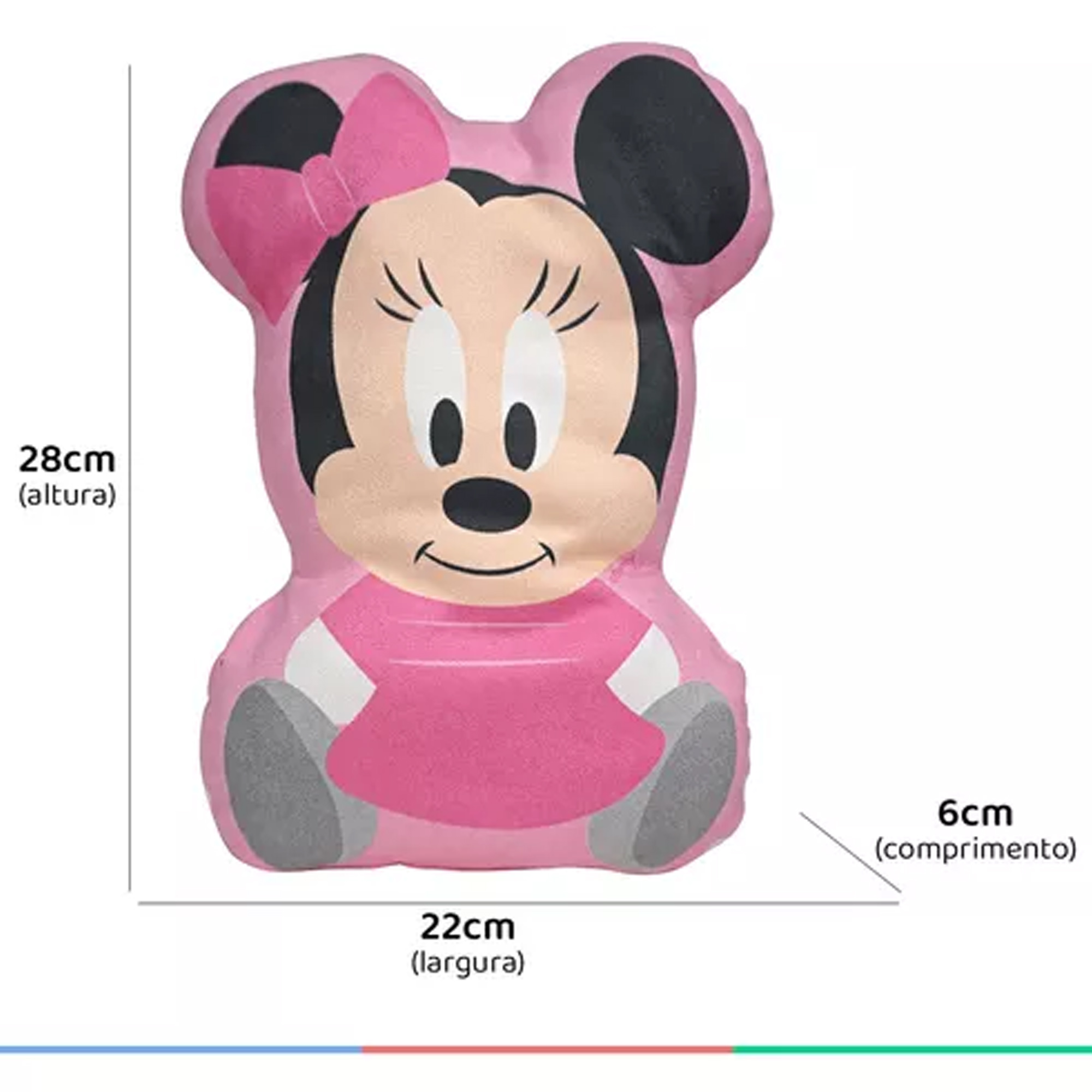 Almofada 2d Recém Nascido Bebe Infantil Macio Minnie Rosa Disney Baby Go - 03725