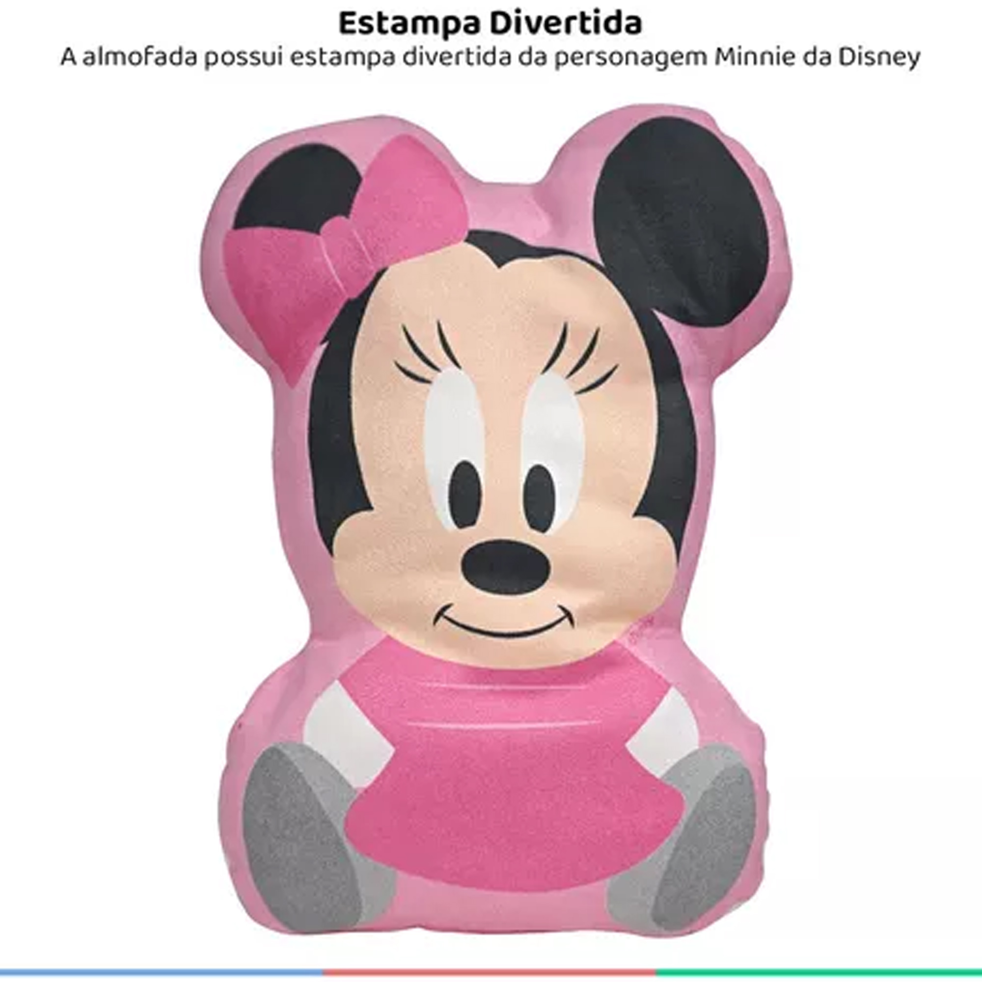 Almofada 2d Recém Nascido Bebe Infantil Macio Minnie Rosa Disney Baby Go - 03725