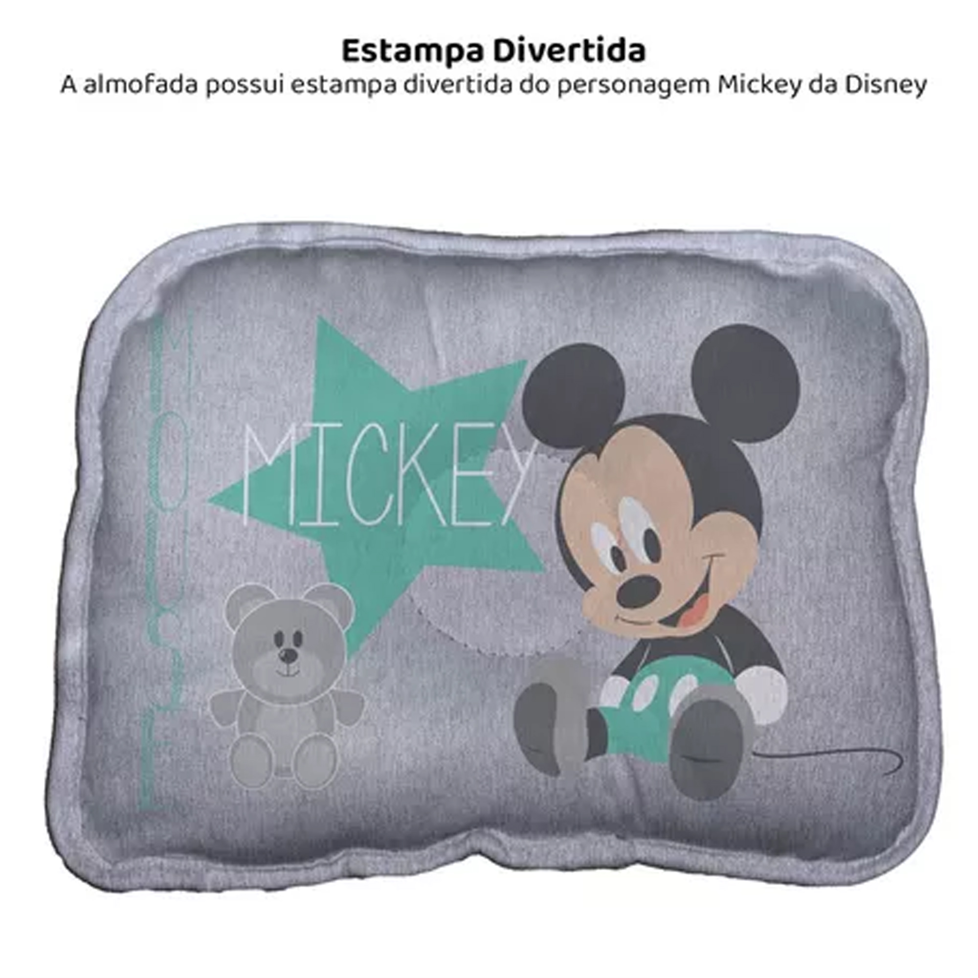 Almofada para Berço e Carrinho Recém Nascido Mickey Disney Confortável e Macia Baby Go - 03722