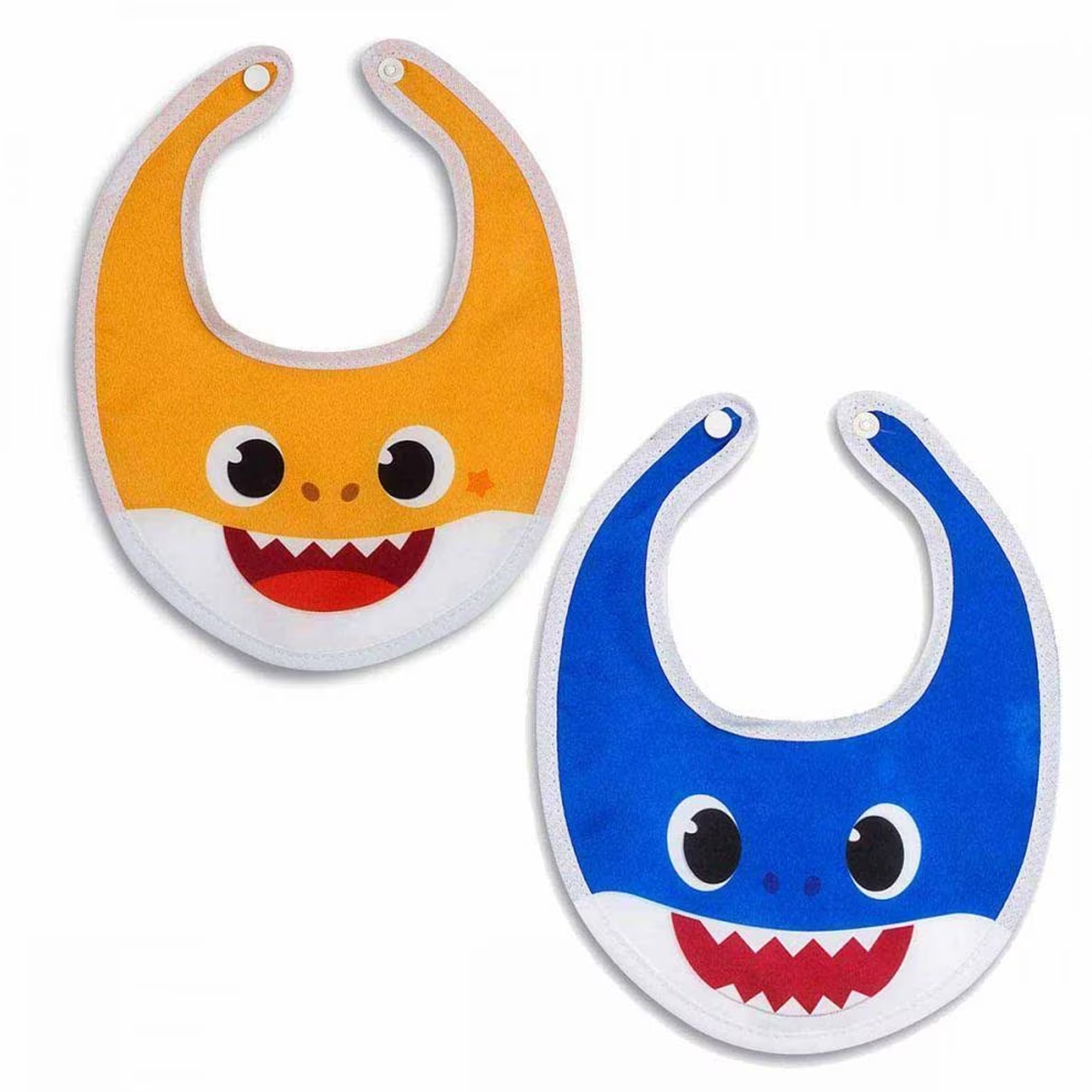 Kit Babador Decorado Com Botão e Bolso 2 Unidades Azul e Amarelo 3/6M Baby Shark Baby Go - 01454