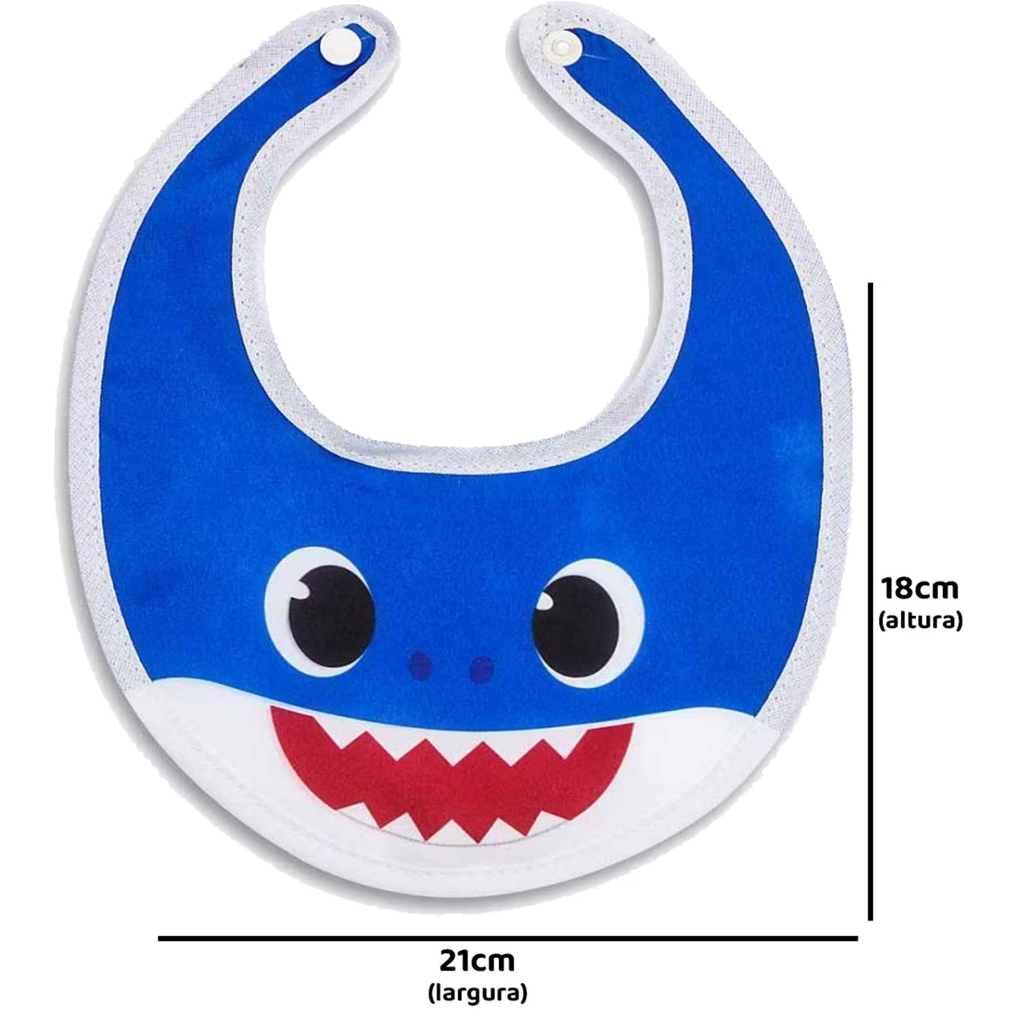 Kit Babador Decorado Com Botão e Bolso 2 Unidades Azul e Amarelo 3/6M Baby Shark Baby Go - 01454