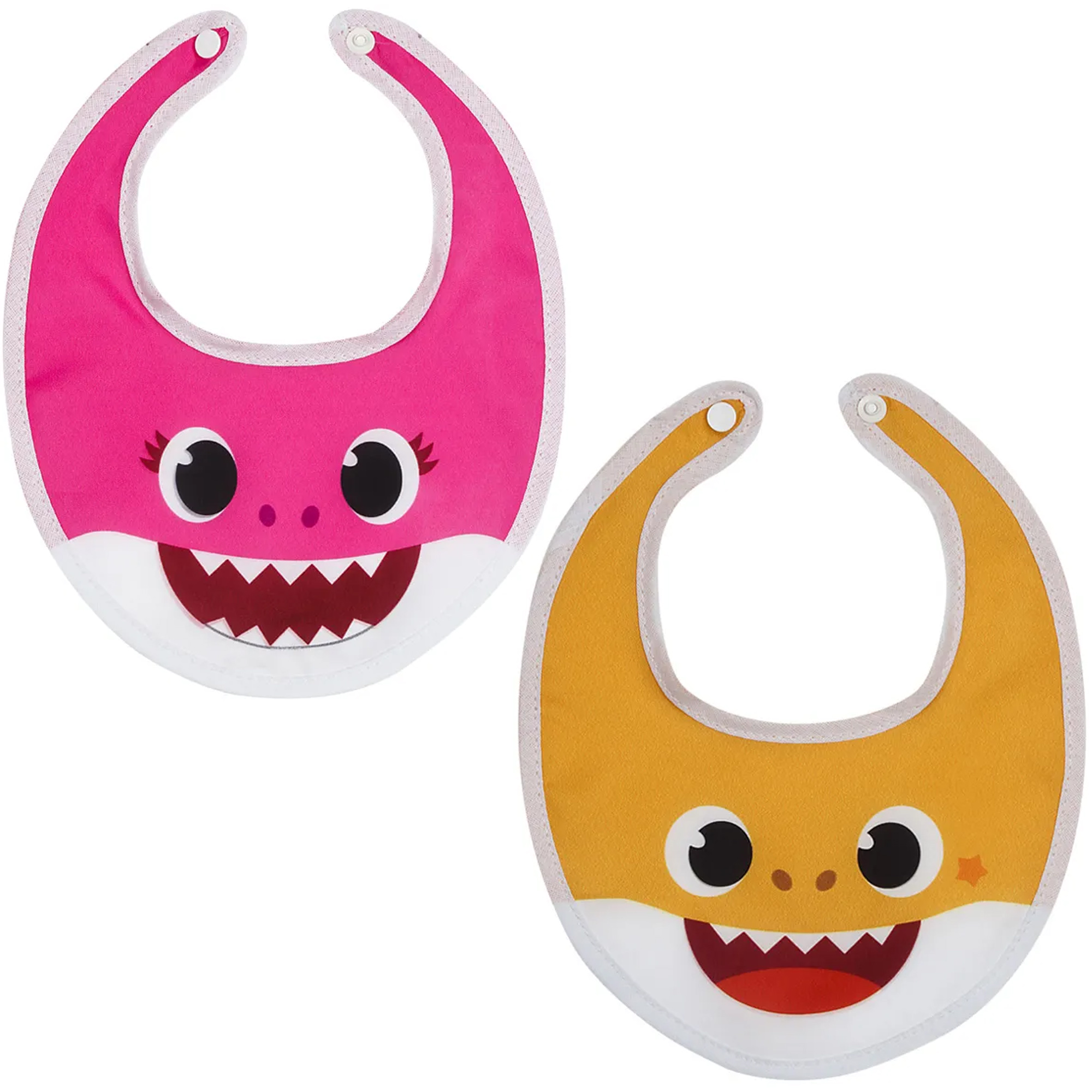 Kit Babador Decorado Com Botão Bolso 2 Unidades Rosa e Amarelo 3/6M Baby Shark Baby Go - 01455