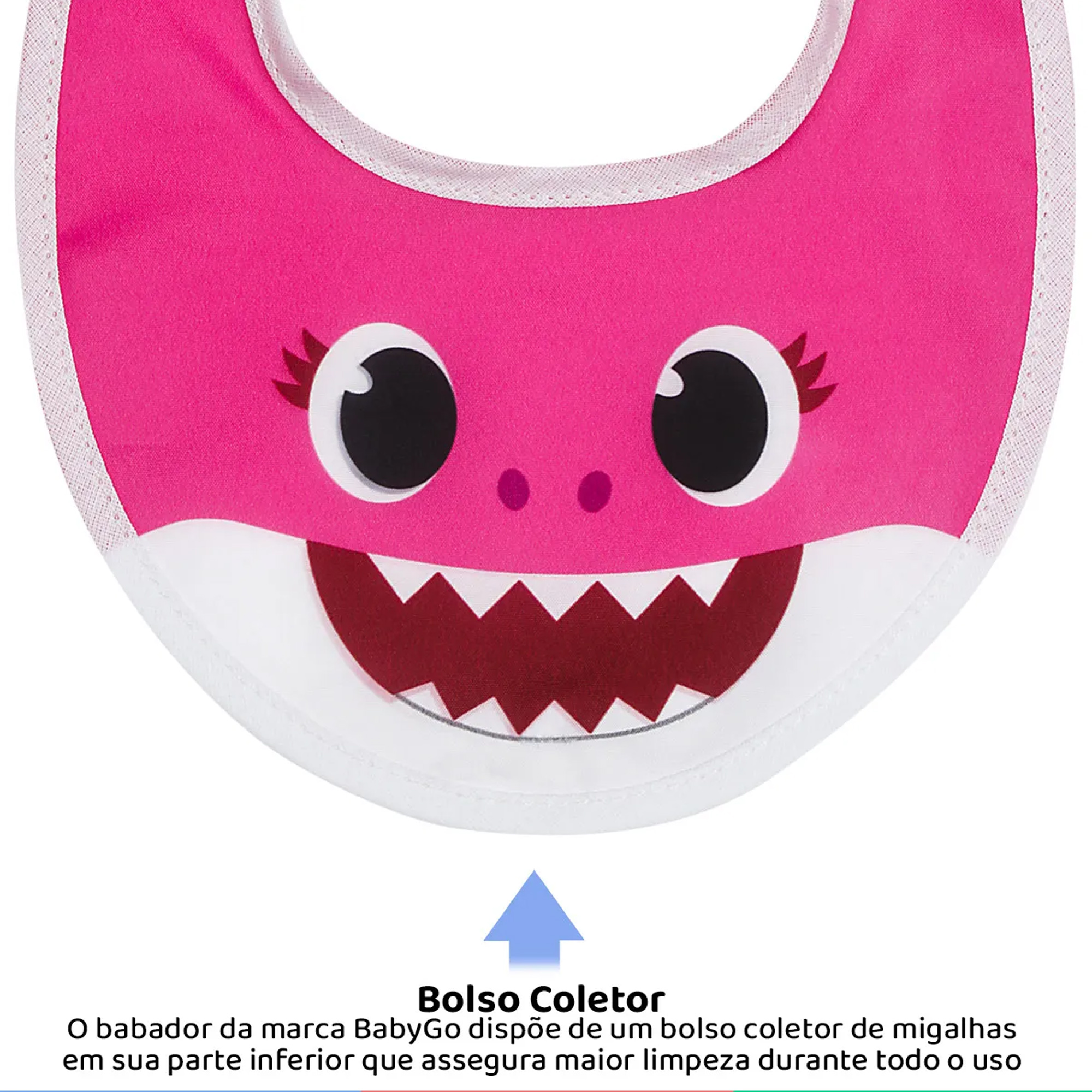 Kit Babador Decorado Com Botão Bolso 2 Unidades Rosa e Amarelo 3/6M Baby Shark Baby Go - 01455