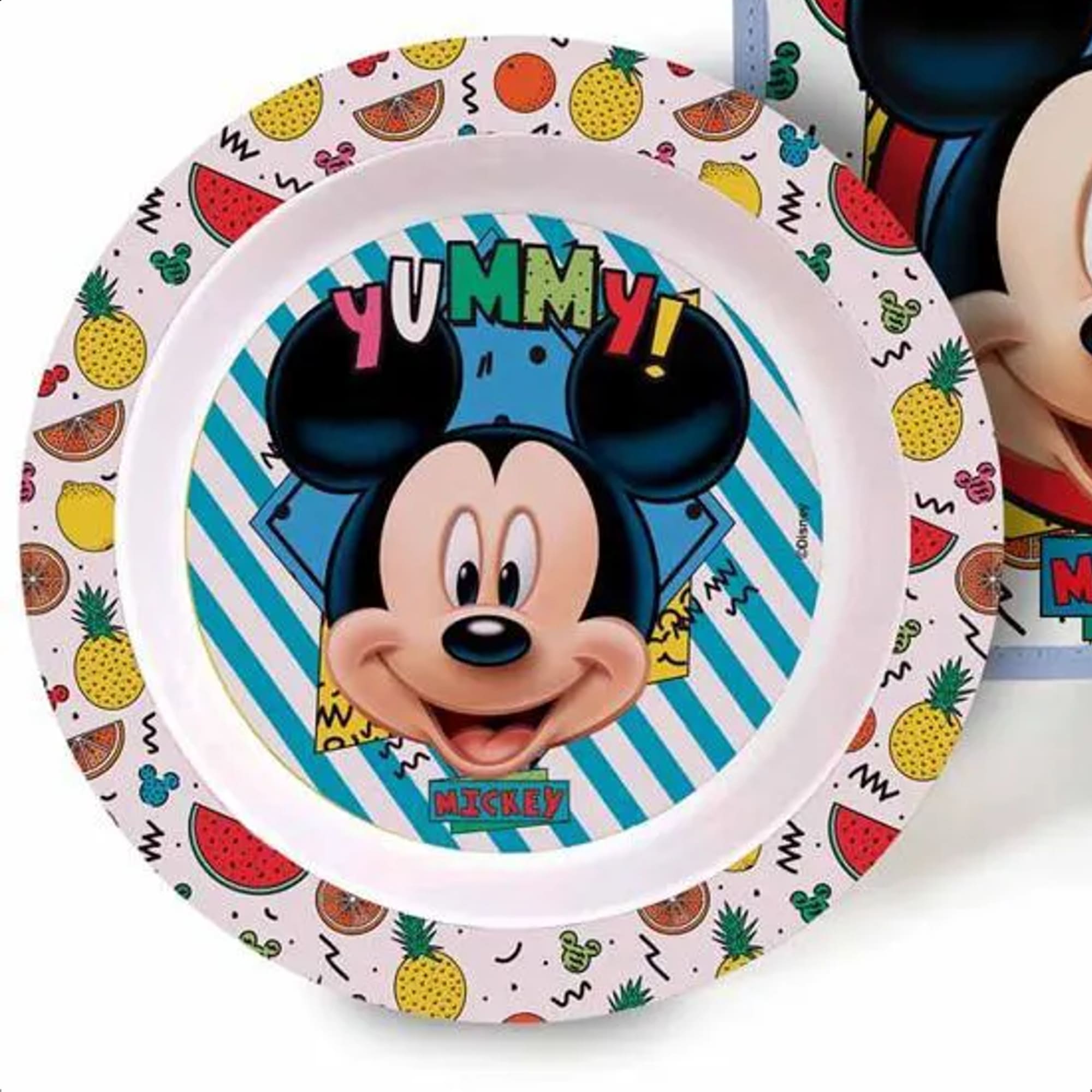Kit A Hora Da Papinha Mickey Com Babador Porta Migalhas Copo Redutor De Pingos Baby Go - 01287