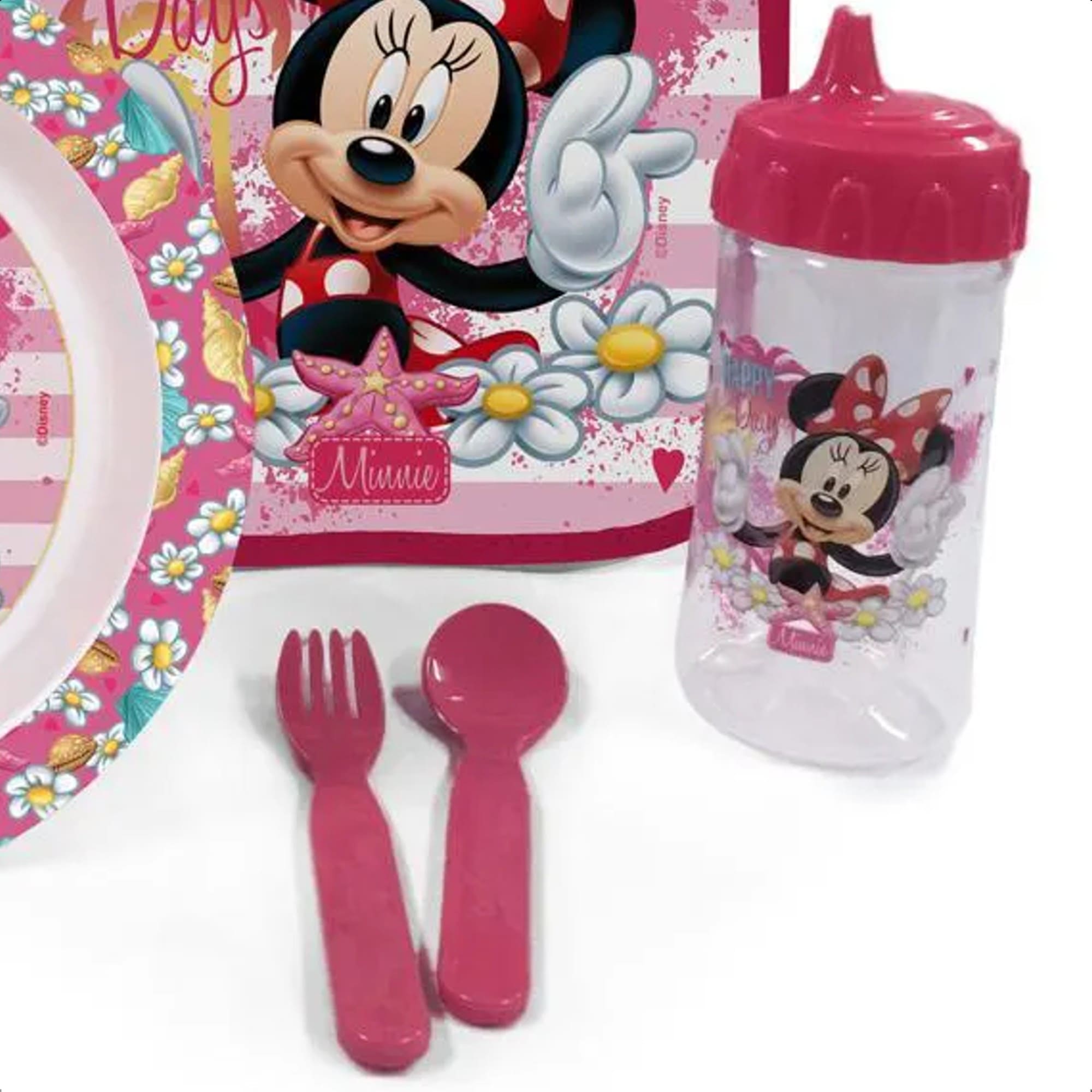 Kit A Hora Da Papinha Minnie Com babador Porta Migalhas Resistente E Atóxico Baby Go - 01293
