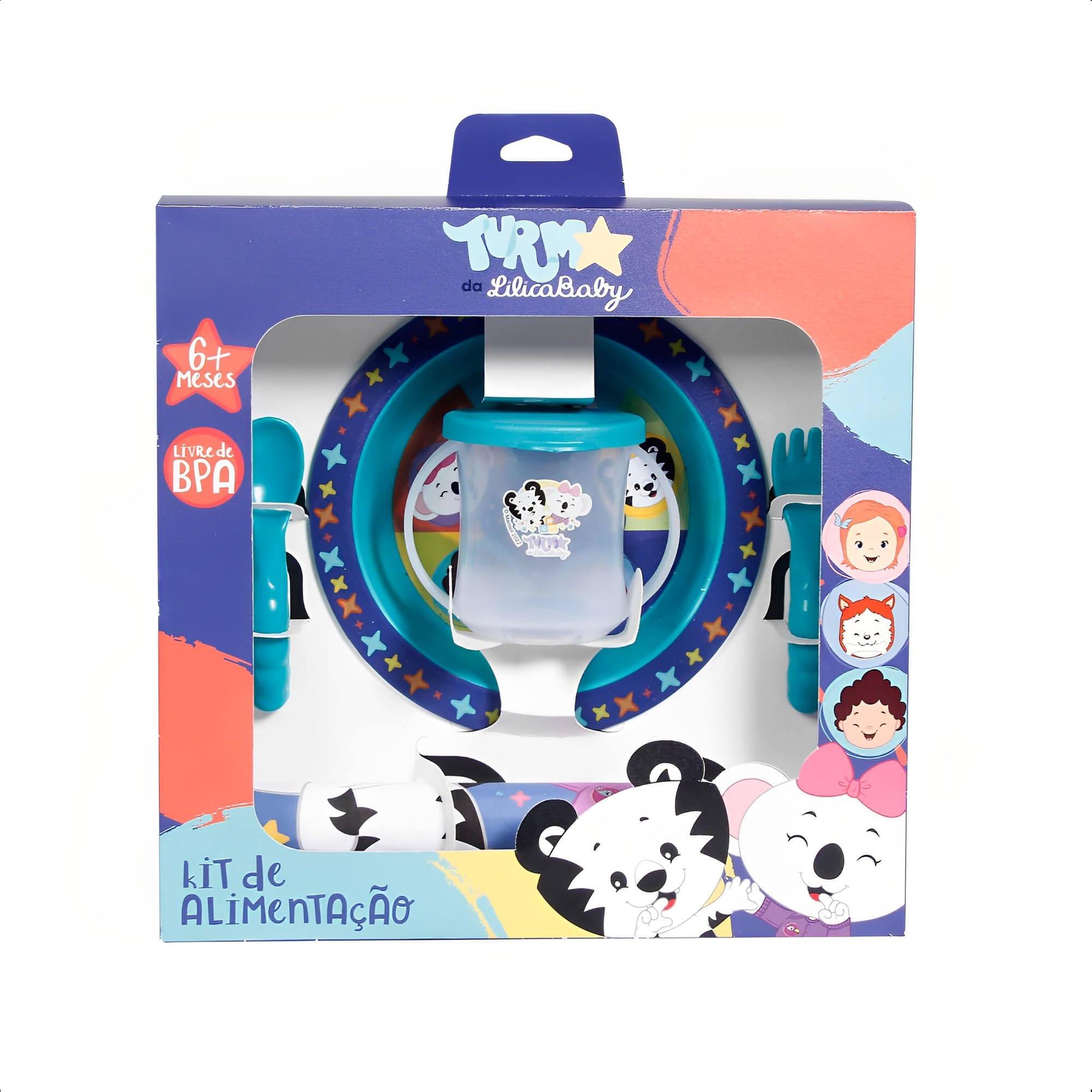 Kit Alimentação Infantil Turma da Lilica c/ Prato, Caneca, Talheres e Babador Baby Go - 03700
