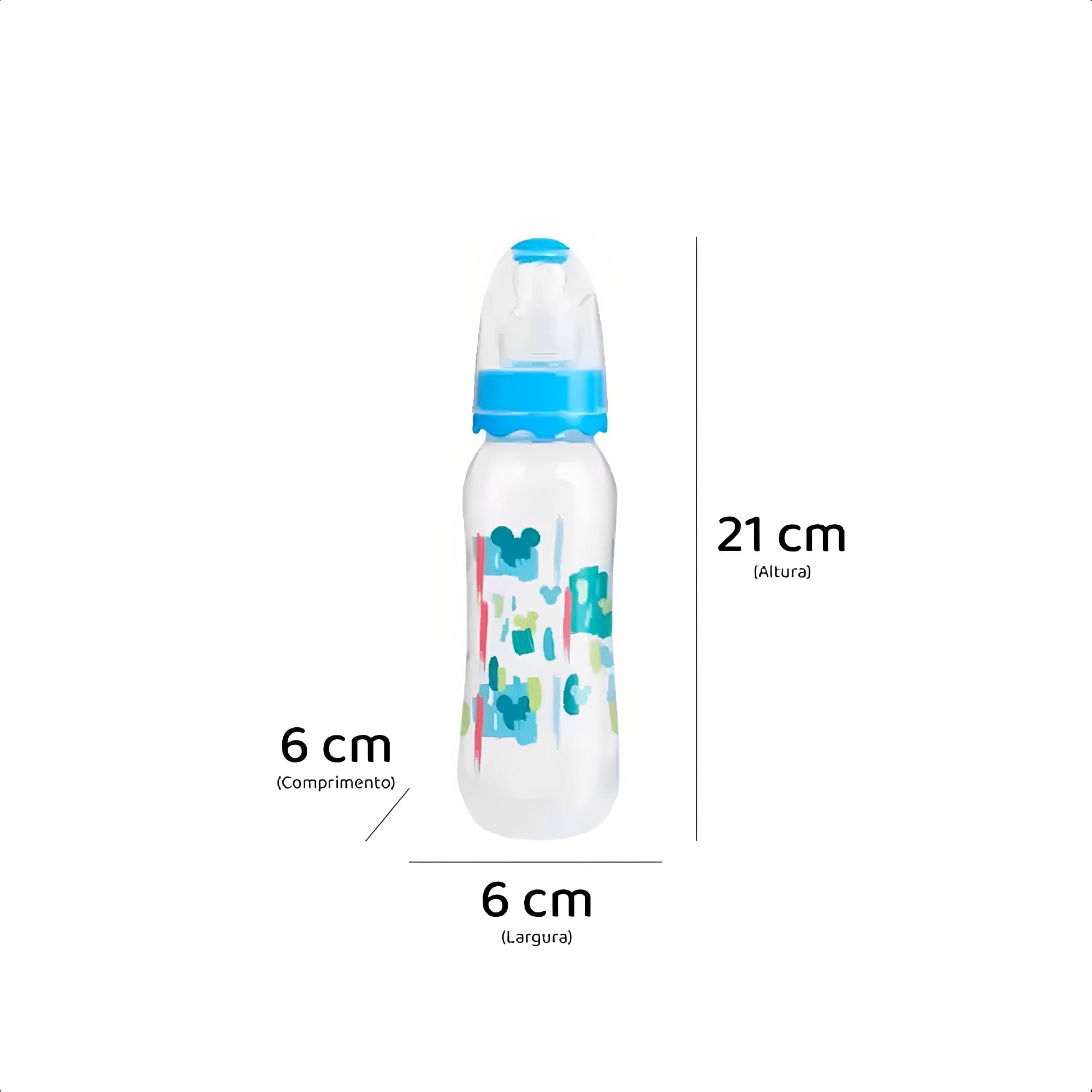 Kit Conjunto Mamadeiras 240 + 150ml Com Bico De Silicone E Tampa Protetora Minnie Baby Go - 02892