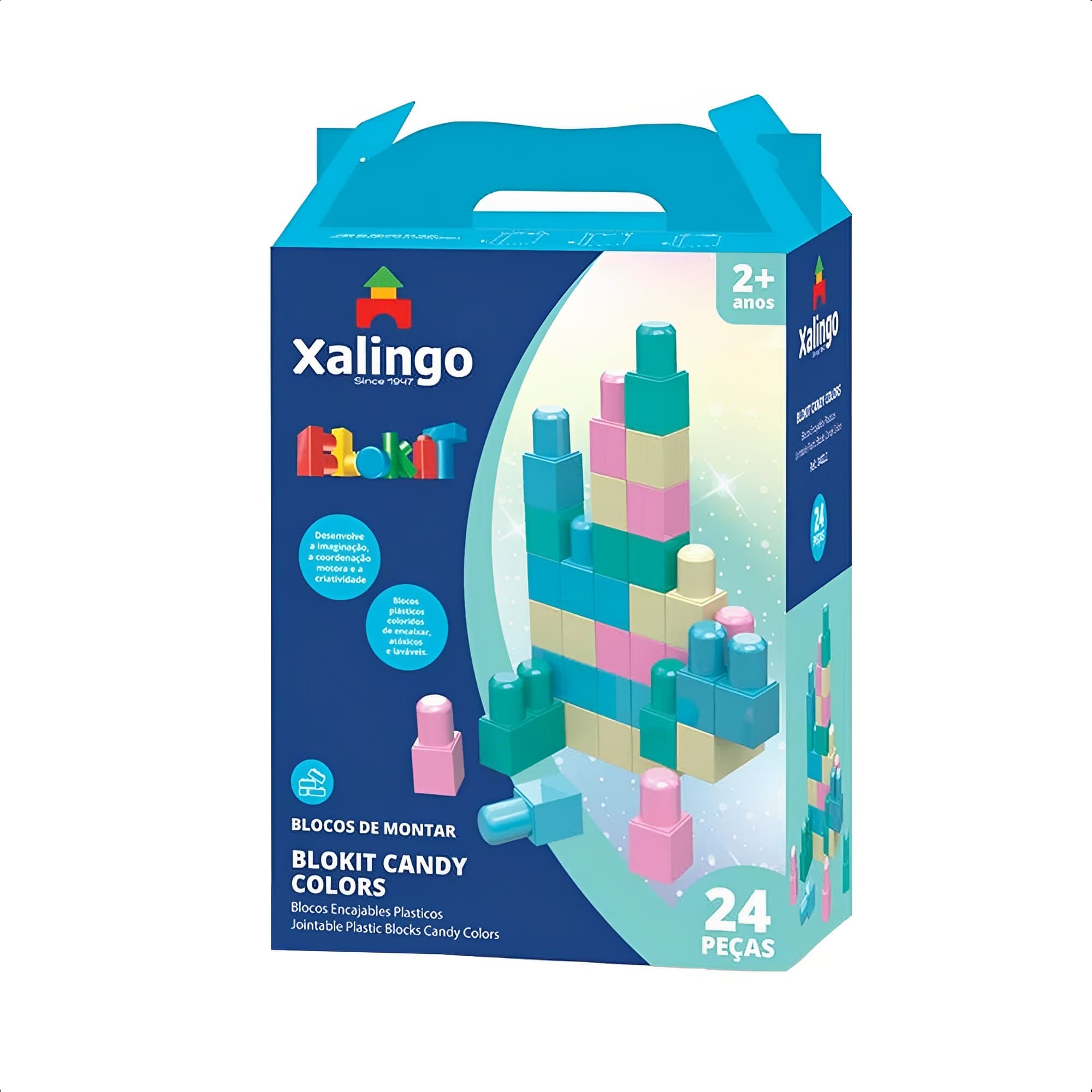 Brinquedo de Montar Infantil Blokit Candy Colors 24 Peças Educativo Colorido Xalingo - 04022