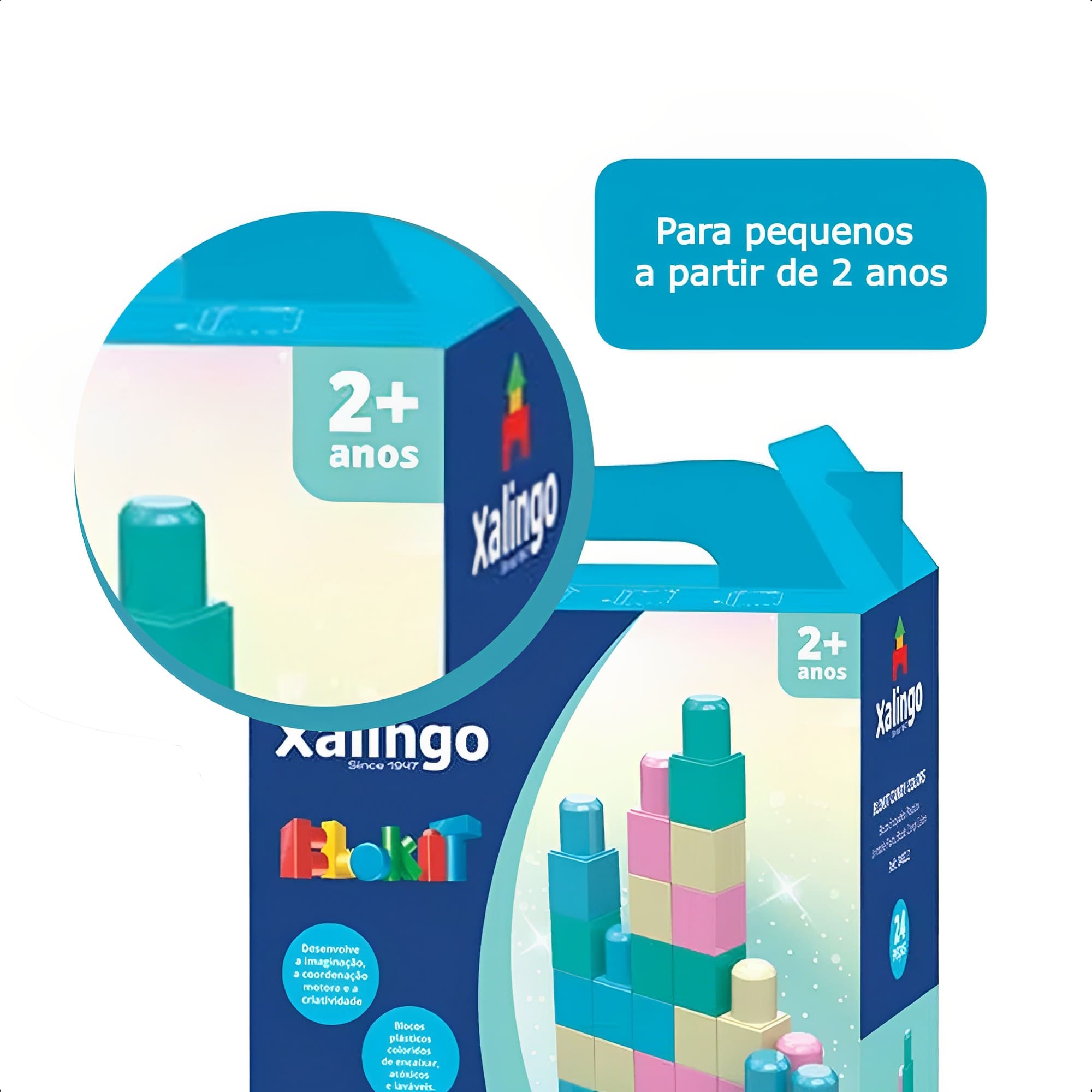 Brinquedo de Montar Infantil Blokit Candy Colors 24 Peças Educativo Colorido Xalingo - 04022