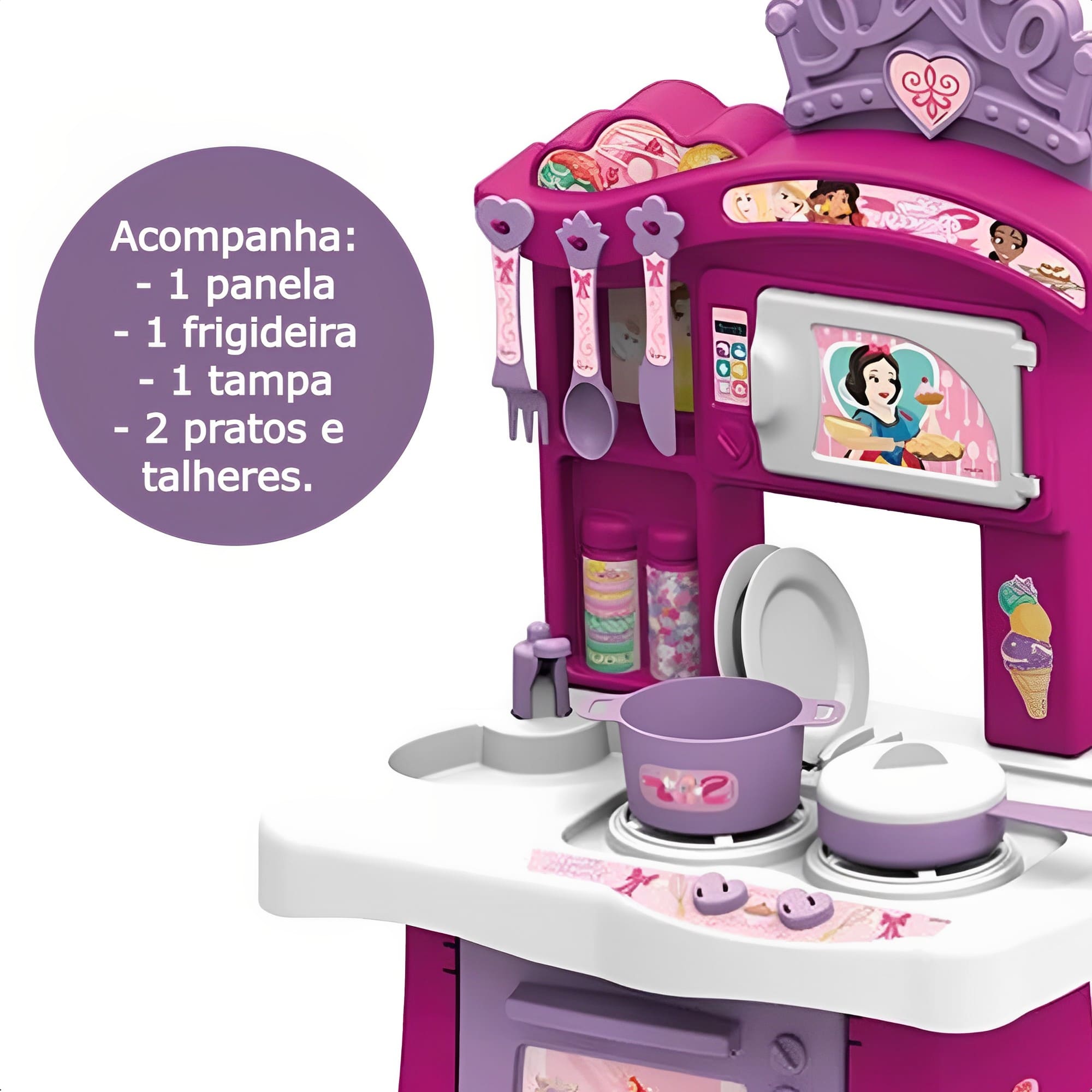 Brinquedo Cozinha Petit Chef Princesas Completa com Acessórios e Forninho Xalingo - 17276