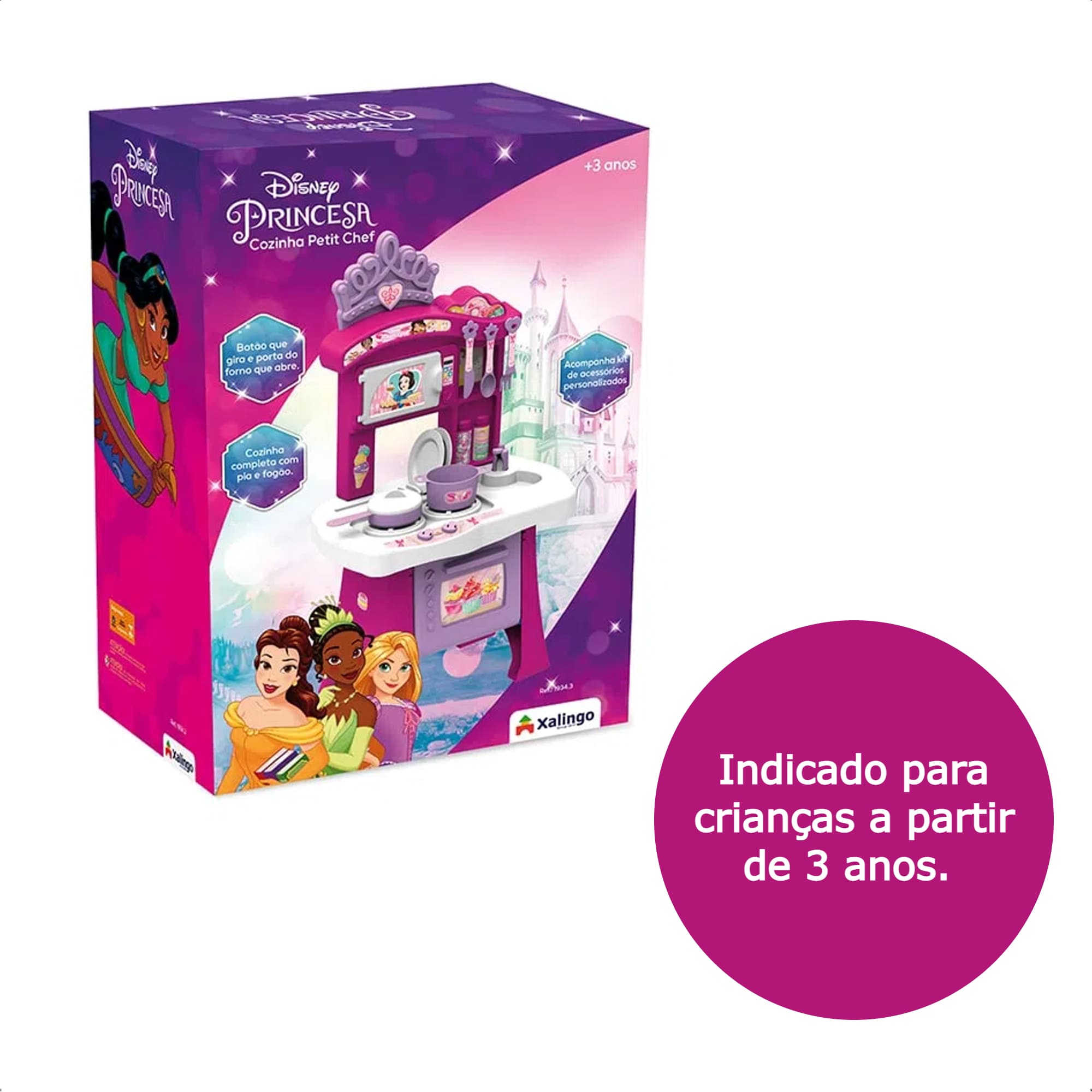 Brinquedo Cozinha Petit Chef Princesas Completa com Acessórios e Forninho Xalingo - 17276