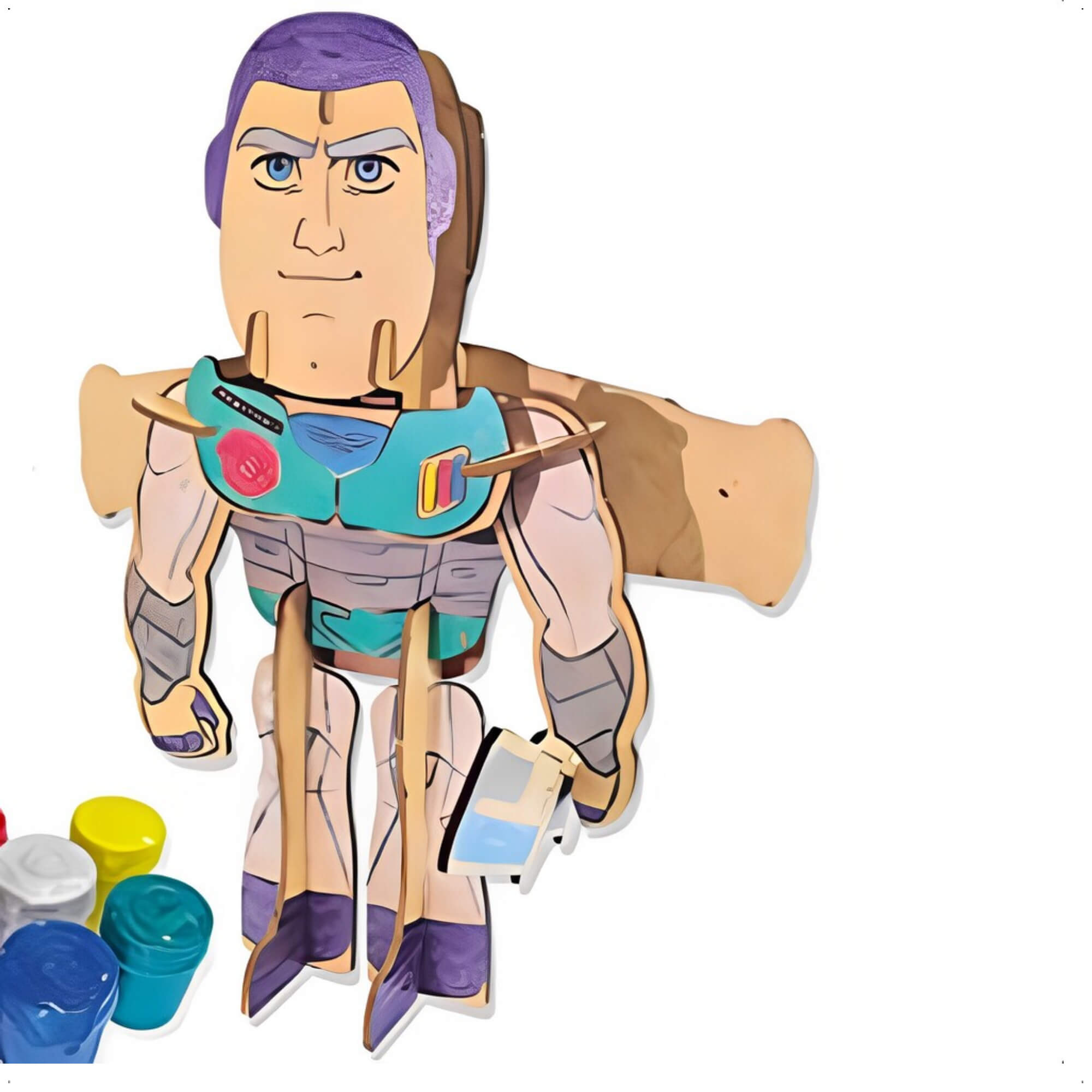 Quebra-Cabeça 3D Buzz Lightyear P/ Colorir 19 Peças De Madeira Brinquedo Educativo Xalingo 55210