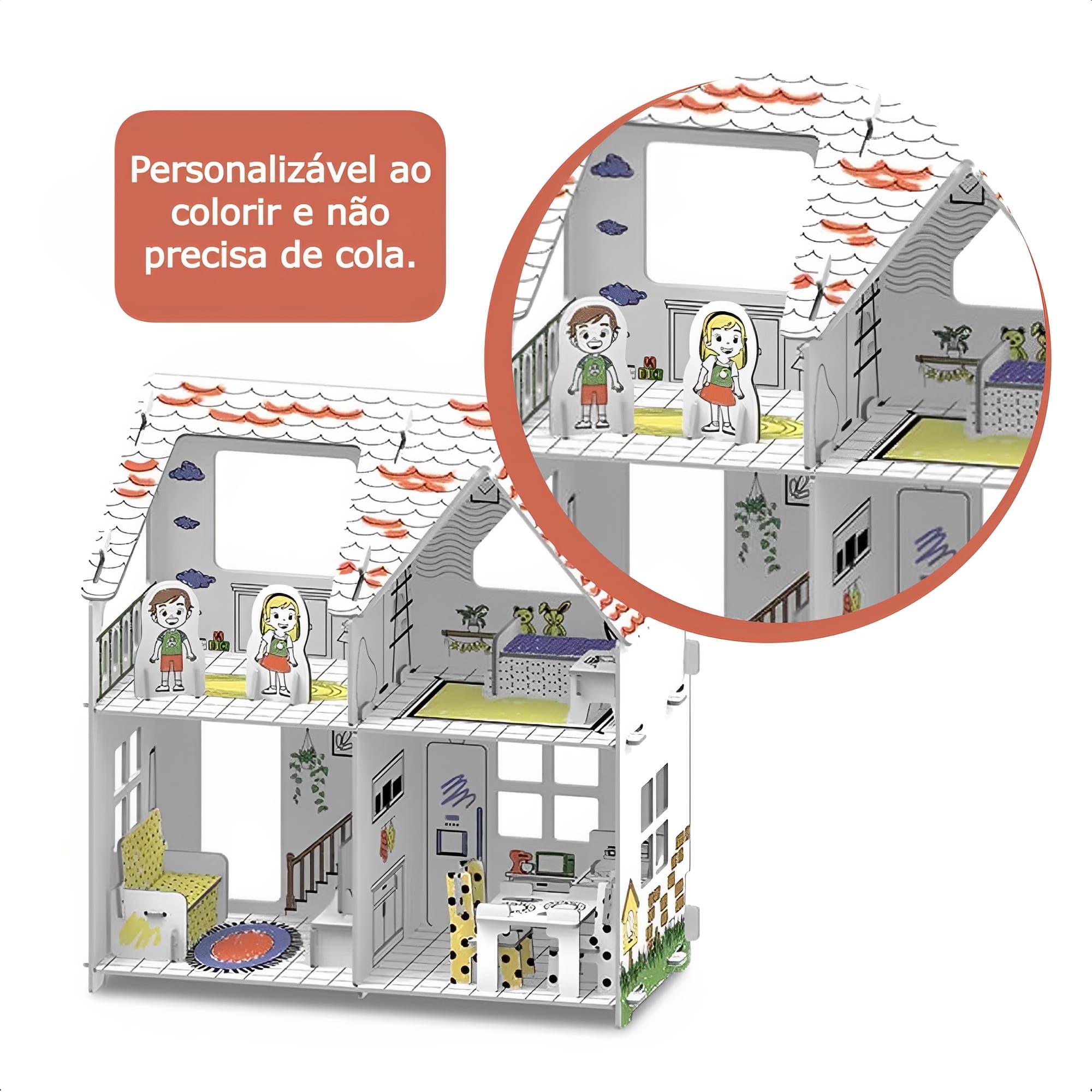 Brinquedo Playset Infantil Casinha 3D P/ Colorir com Giz de Cera +11 Anos Educativo Xalingo 16309