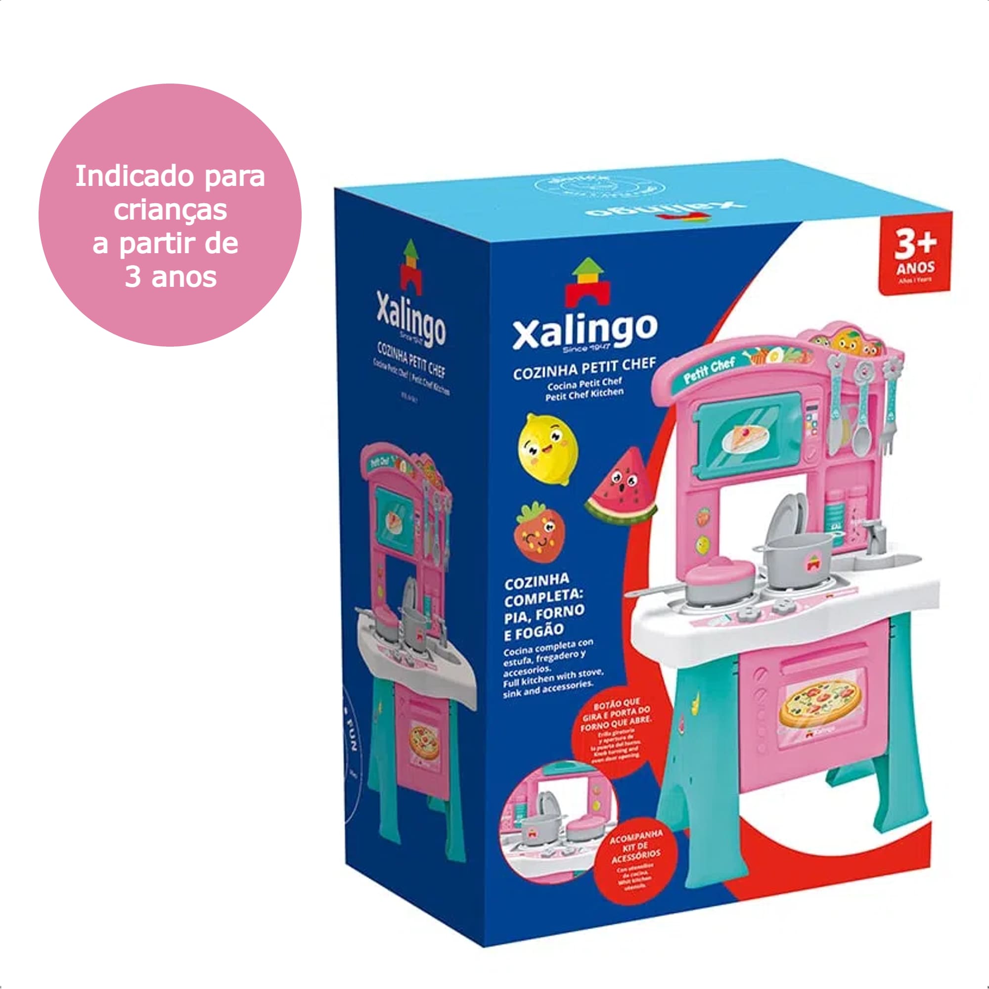 Brinquedo Cozinha Infantil Petit Chef Completa c/ Forninho Xalingo - 06419