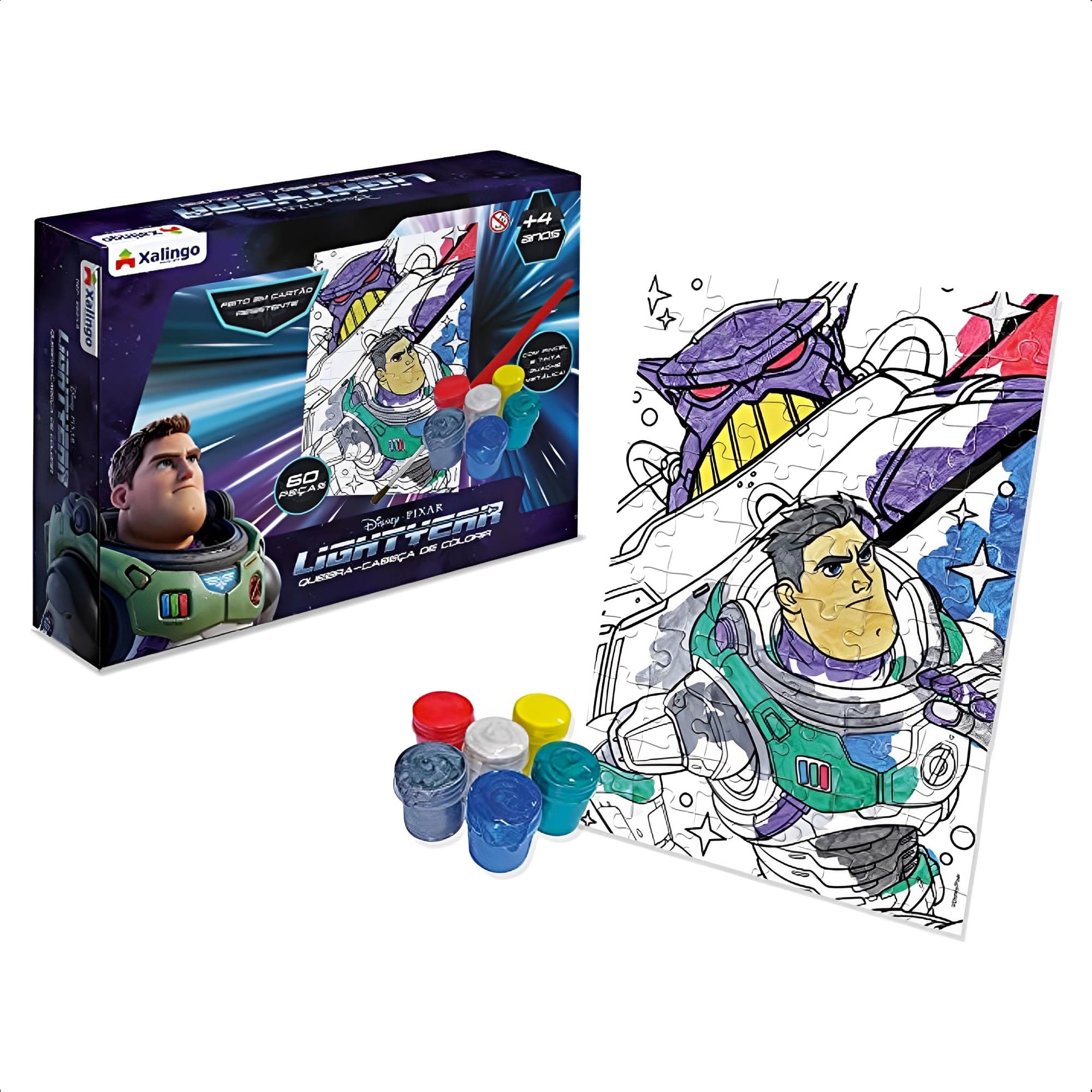 Quebra-Cabeça Para Colorir Buzz Lightyear Infantil 60 Peças Educativo Criatividade Xalingo 55243