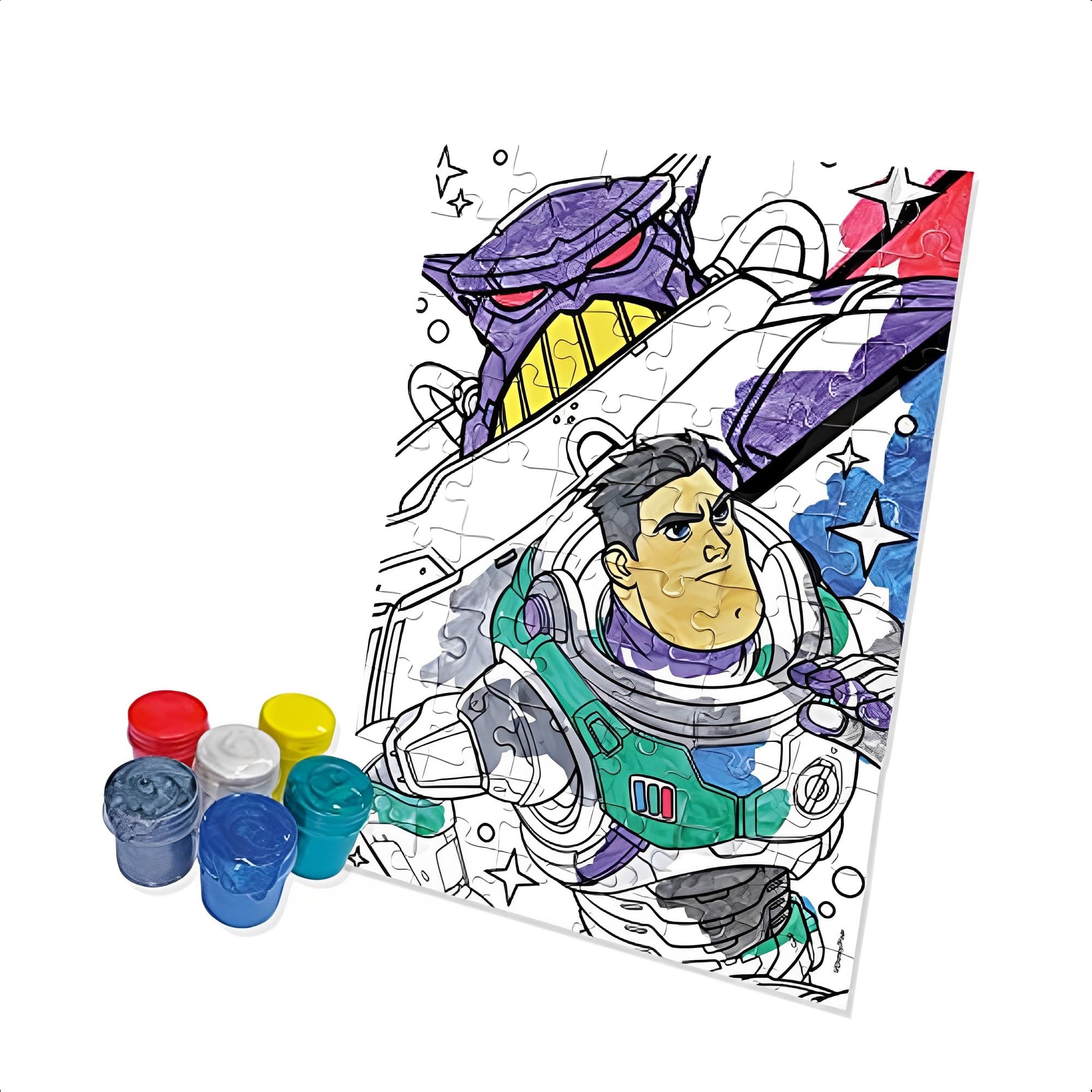 Quebra-Cabeça Para Colorir Buzz Lightyear Infantil 60 Peças Educativo Criatividade Xalingo 55243