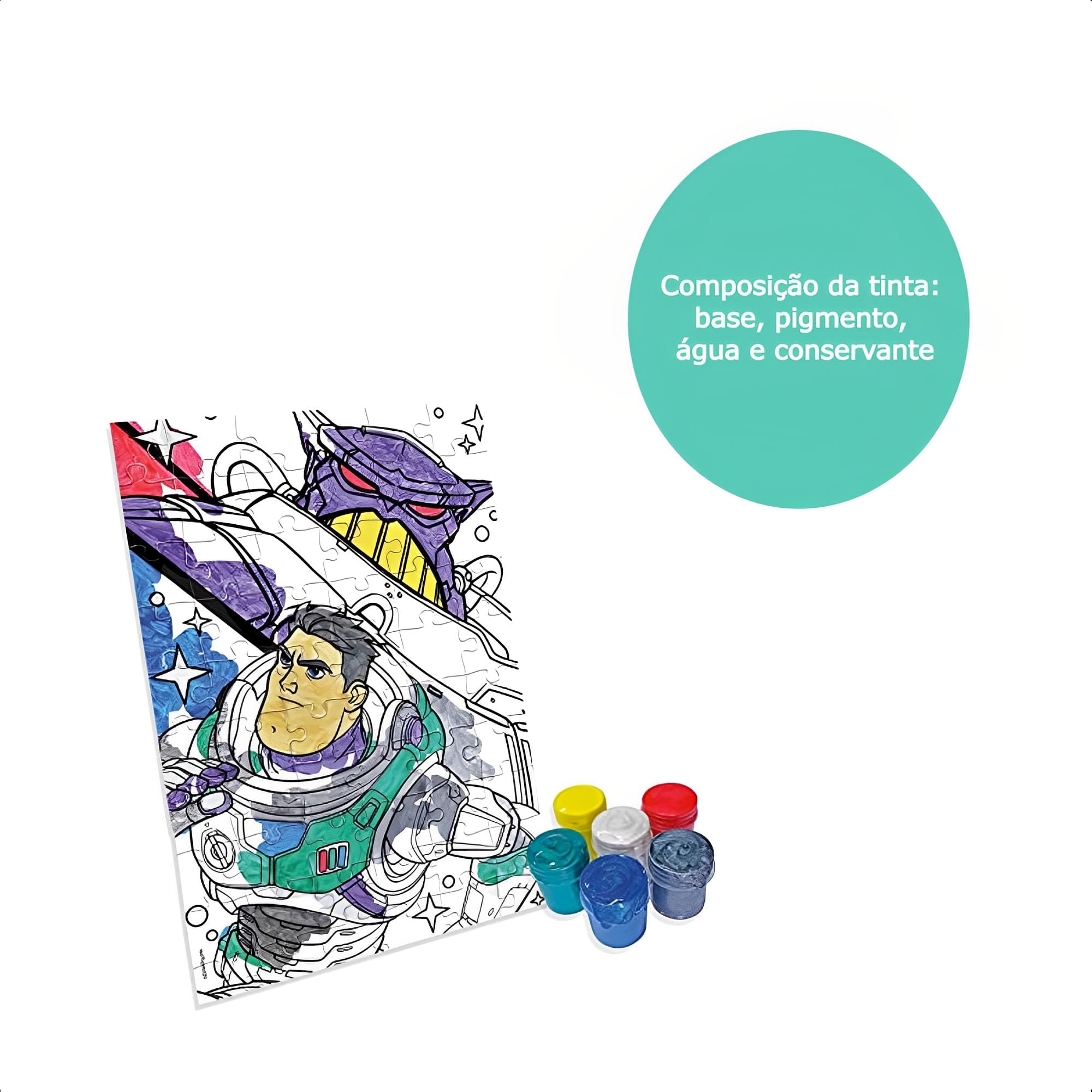 Quebra-Cabeça Para Colorir Buzz Lightyear Infantil 60 Peças Educativo Criatividade Xalingo 55243