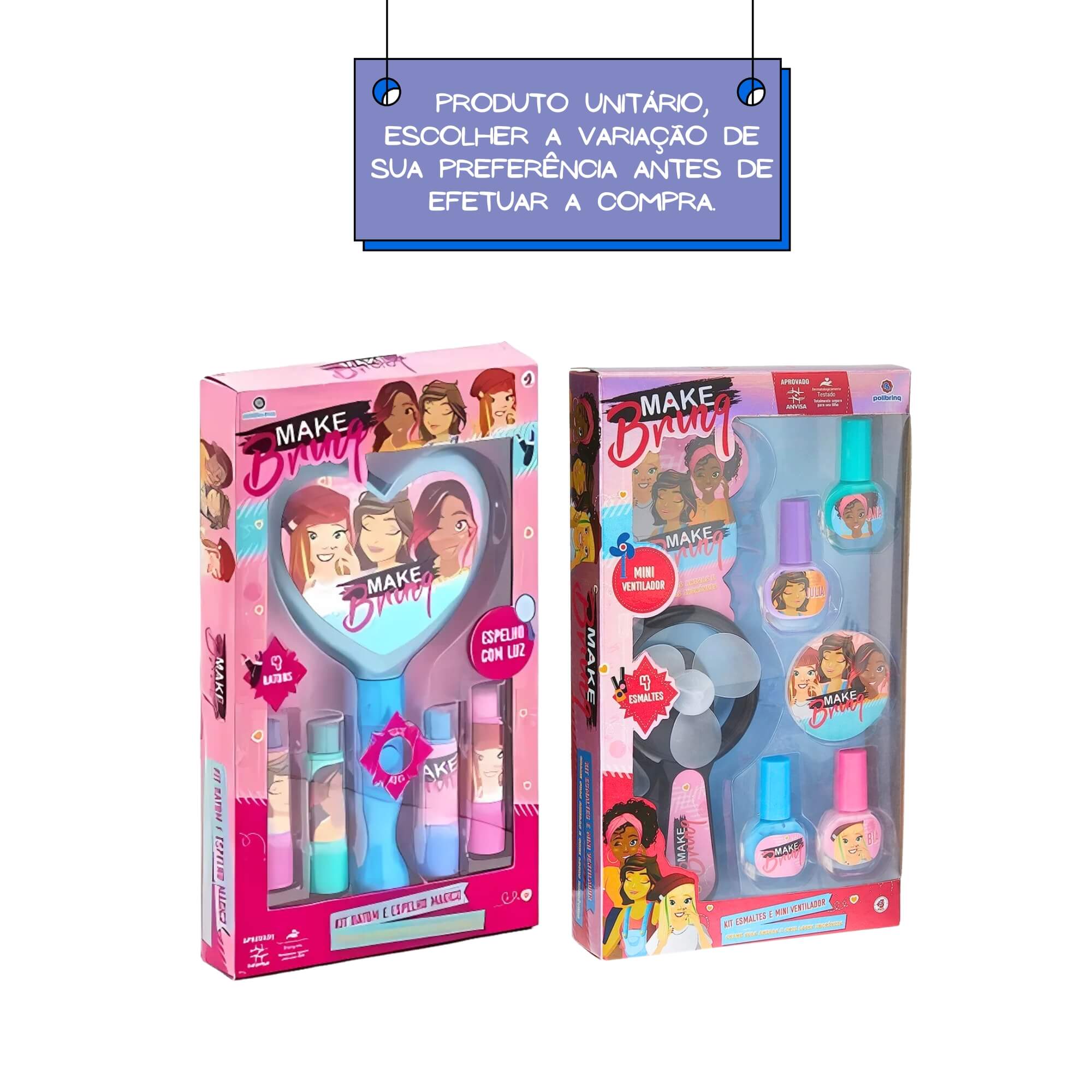 N/A Kit Beleza Make Esmalte Sortido Infantil Maquiagem Esmaltes Mini Ventilador - Polibrinq MK04