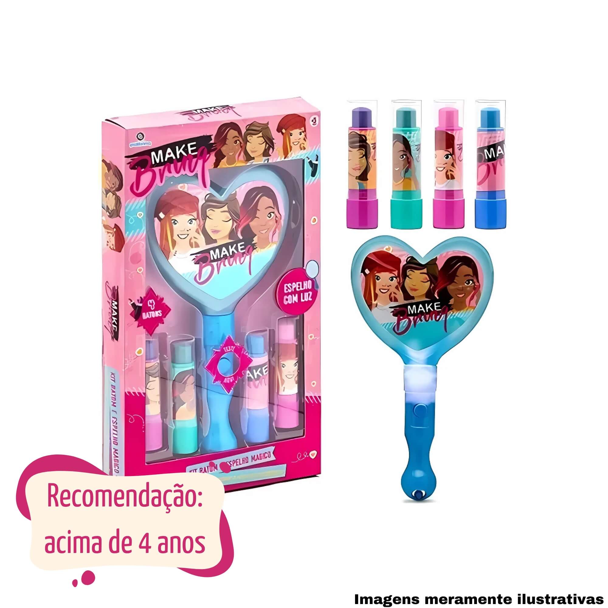 N/A Kit Beleza Make Esmalte Sortido Infantil Maquiagem Esmaltes Mini Ventilador - Polibrinq MK04
