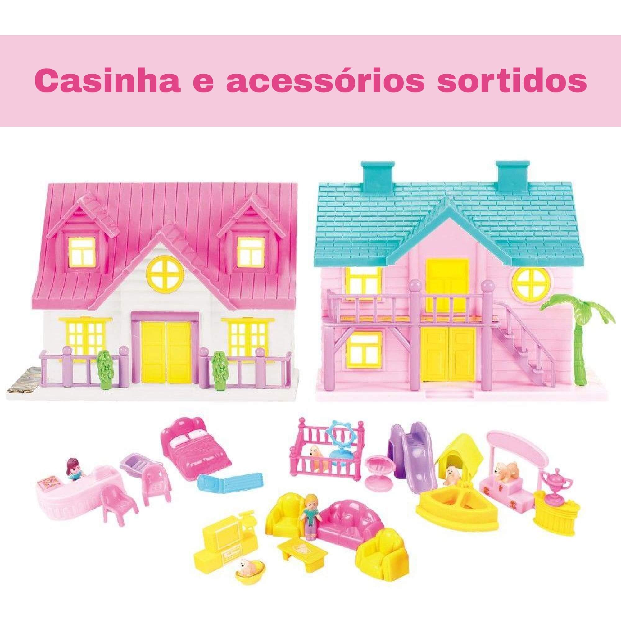 Kit Especialidades Doce Lar Casinha De Boneca Peças Encaixe Dois Ambientes Sortidos Polibrinq 6019