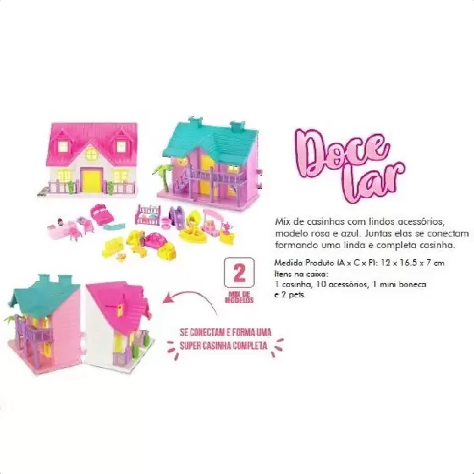 Kit Especialidades Doce Lar Casinha De Boneca Peças Encaixe Dois Ambientes Sortidos Polibrinq 6019