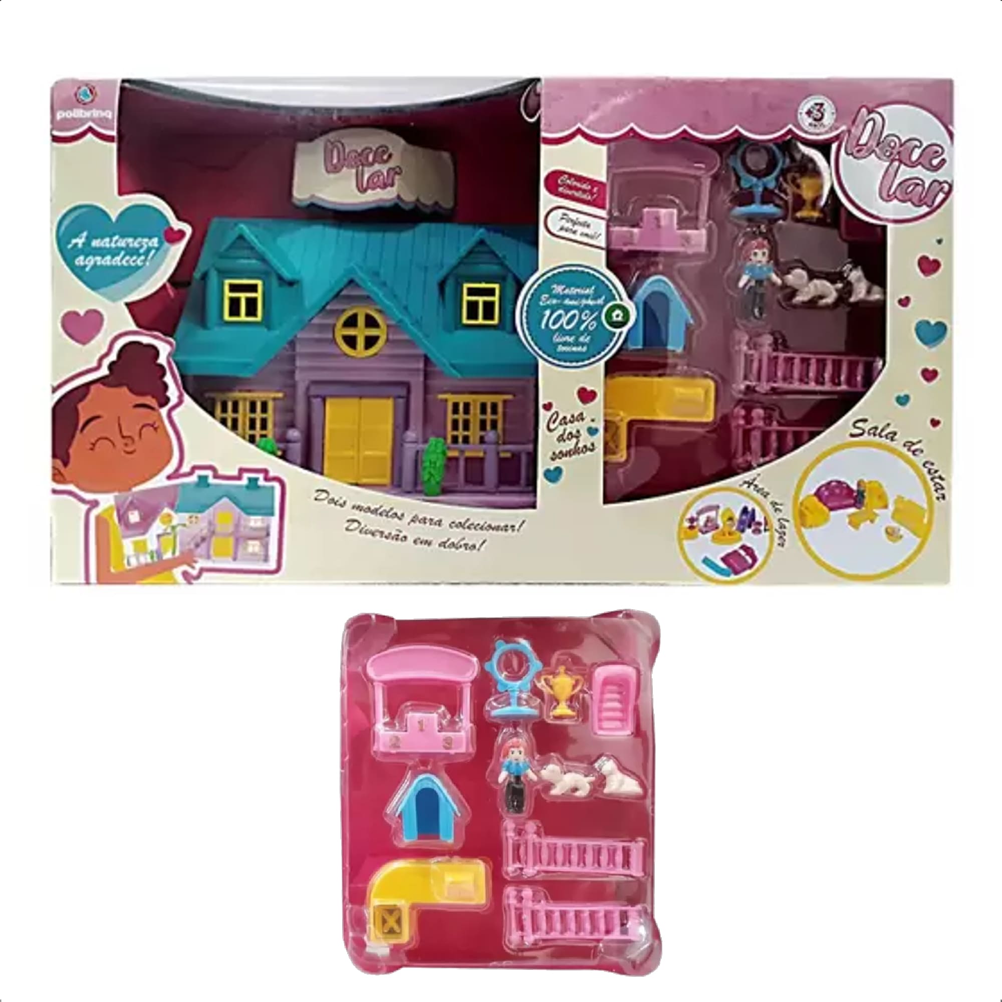 Kit Especialidades Doce Lar Casinha De Boneca Peças Encaixe Dois Ambientes Sortidos Polibrinq 6019