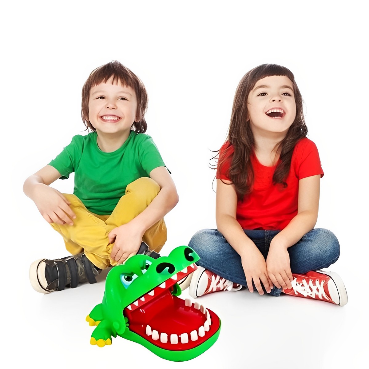 Brinquedo Jogo do Crocodilo Morde O Dedo Dentista Funciona Dando Corda Lazer Polibrinq - AN0025