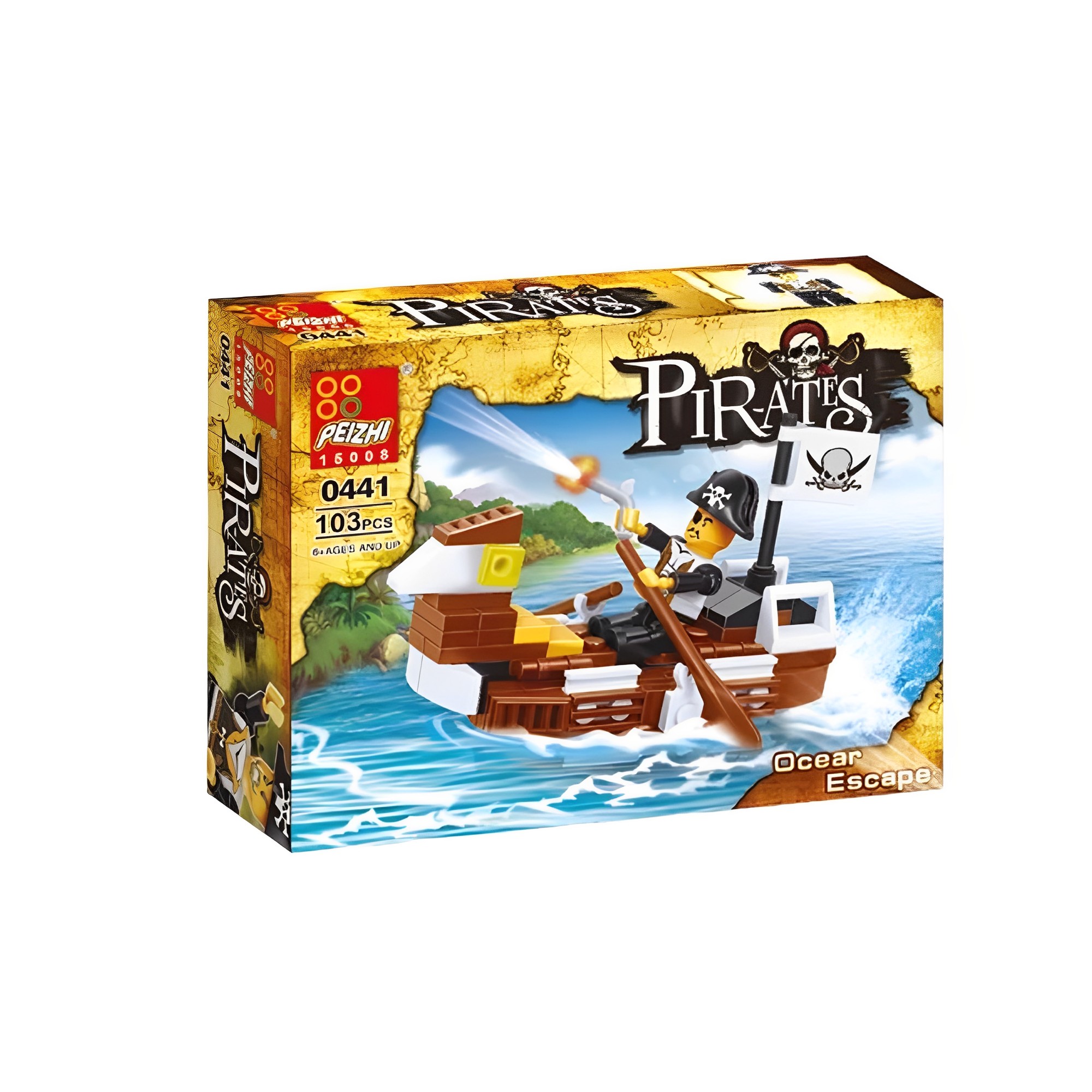 N/A Jogo, brinquedo de montar 96 a 102 Peças, Sortidos Pirata Blocks Polibrinq - BK005