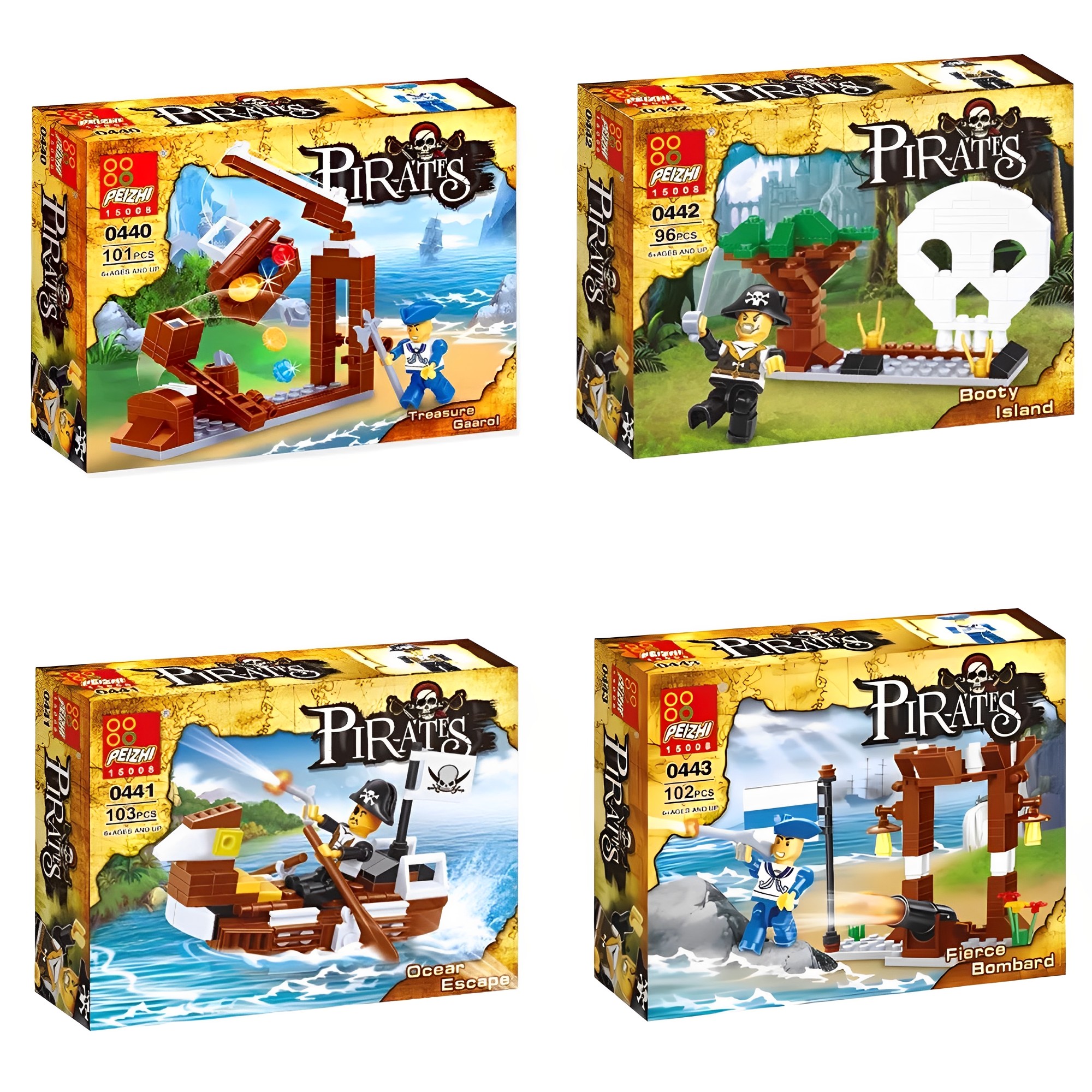 N/A Jogo, brinquedo de montar 96 a 102 Peças, Sortidos Pirata Blocks Polibrinq - BK005