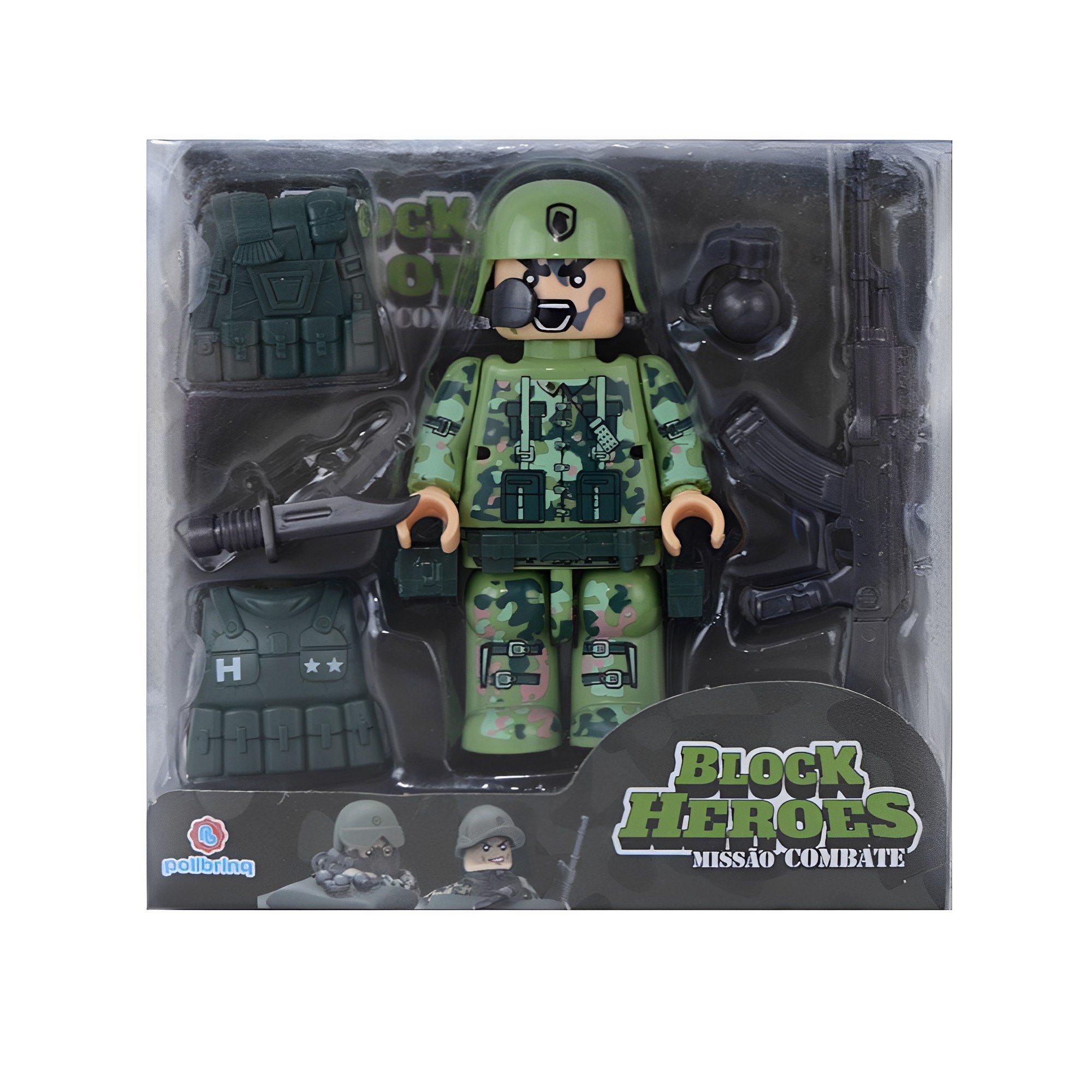 Bonecos Block Heroes Missão de Combate Sortido e Unitário Polibrinq - BL603
