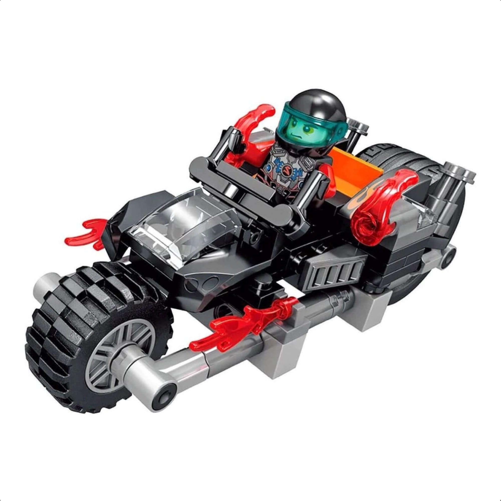 Brinquedo De Encaixe Heróis VS Vilões Dark Cobra Lurk 101 Pç. Moto Combate Polibrinq-BM004