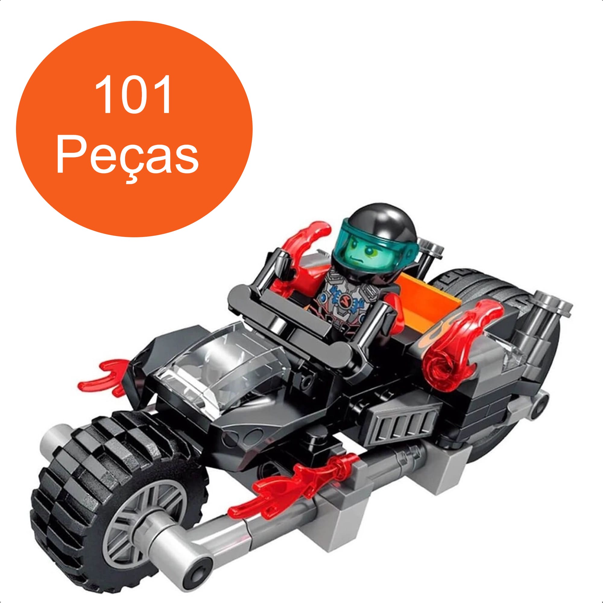 Brinquedo De Encaixe Heróis VS Vilões Dark Cobra Lurk 101 Pç. Moto Combate Polibrinq-BM004