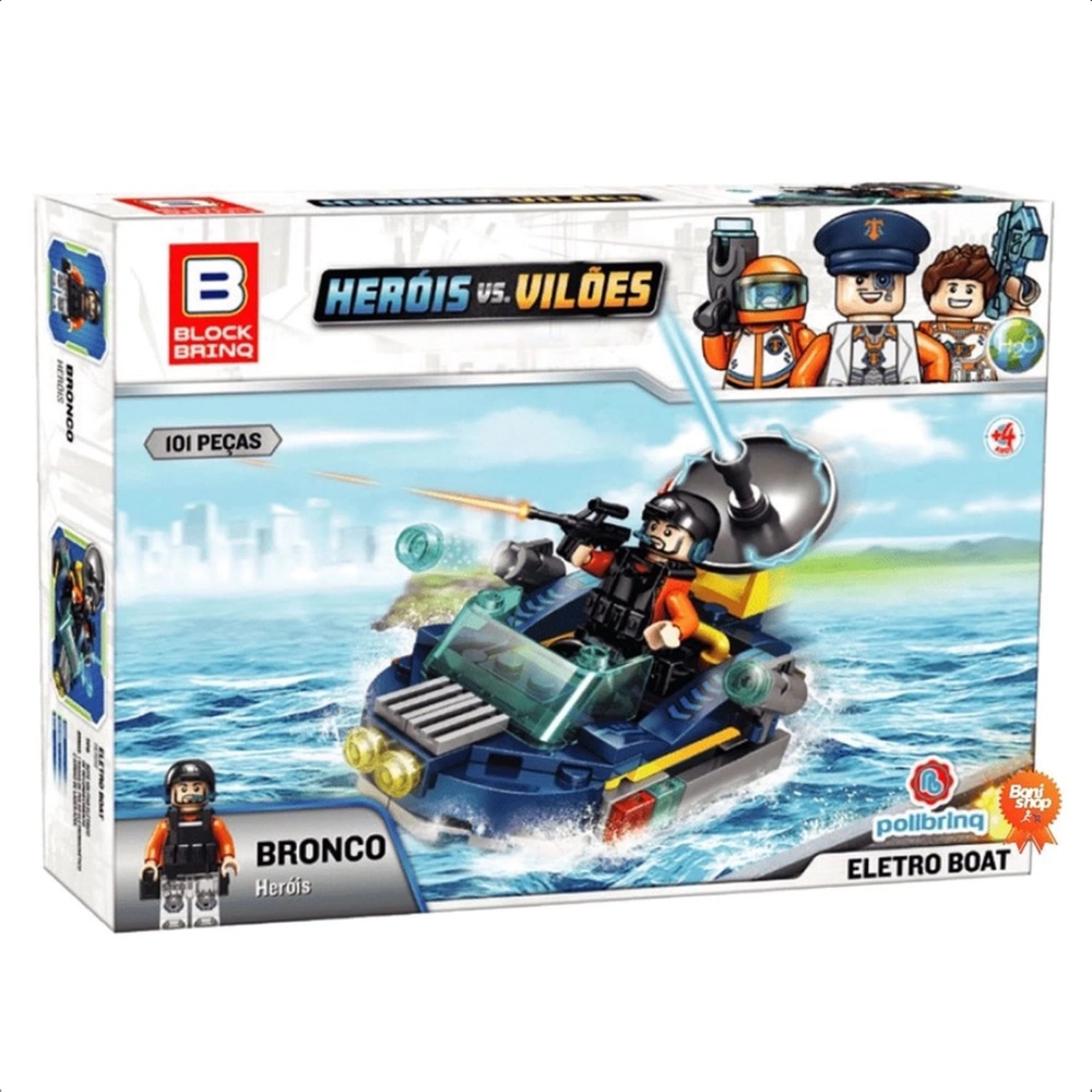 Brinquedo De Encaixe Heróis VS Vilões Bronco 101 Peças Aventuras Na Água +4 Anos Macro - BM006