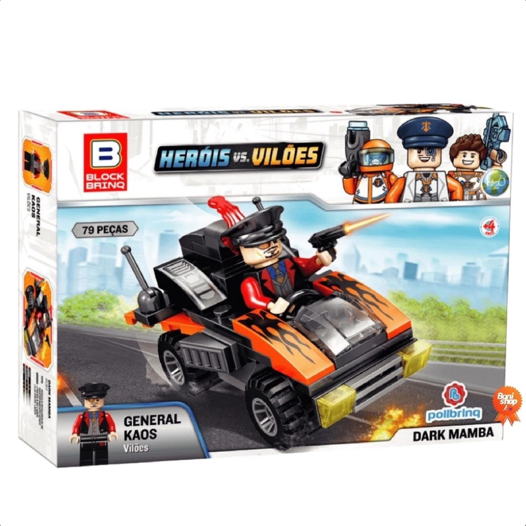 Brinquedo De Encaixe Heróis vs Vilões Dark Mamba General Kaos 79 Peças Polibrinq - BM008