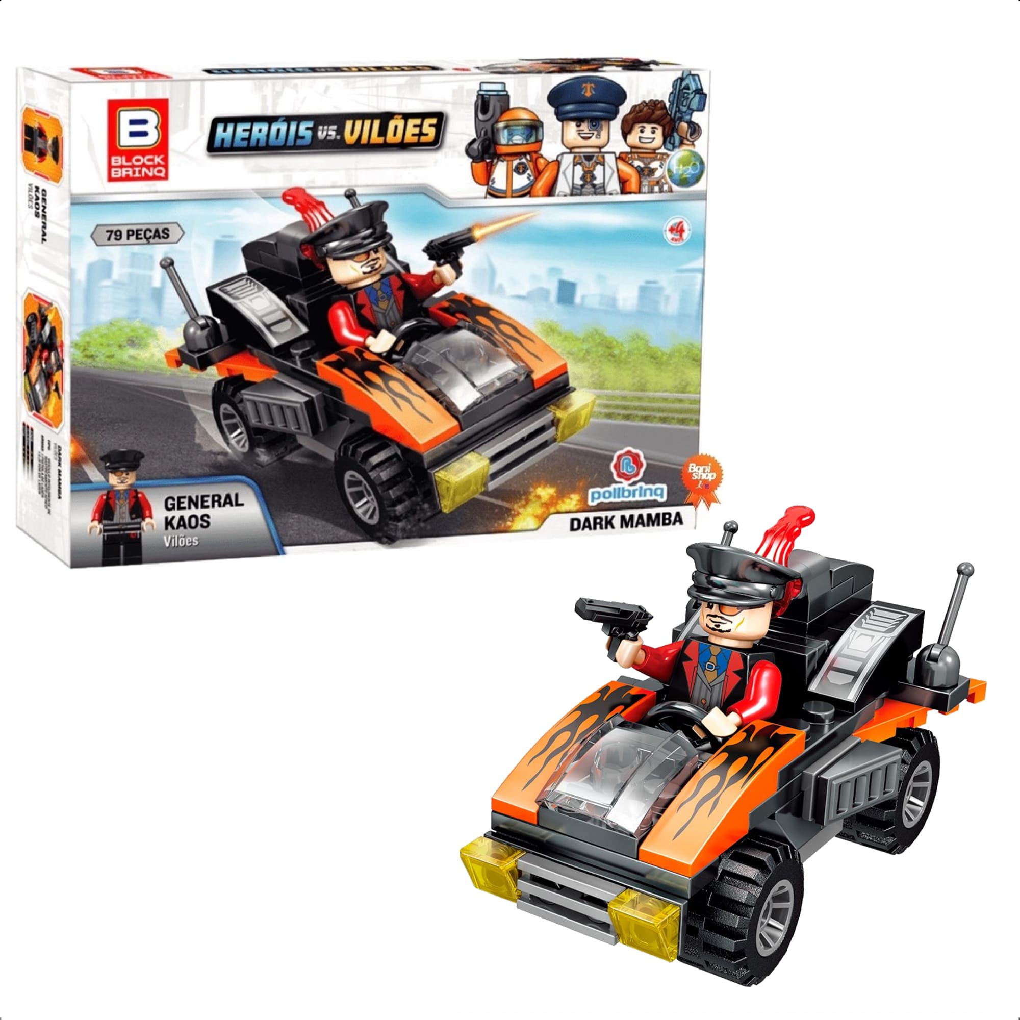 Brinquedo De Encaixe Heróis vs Vilões Dark Mamba General Kaos 79 Peças Polibrinq - BM008