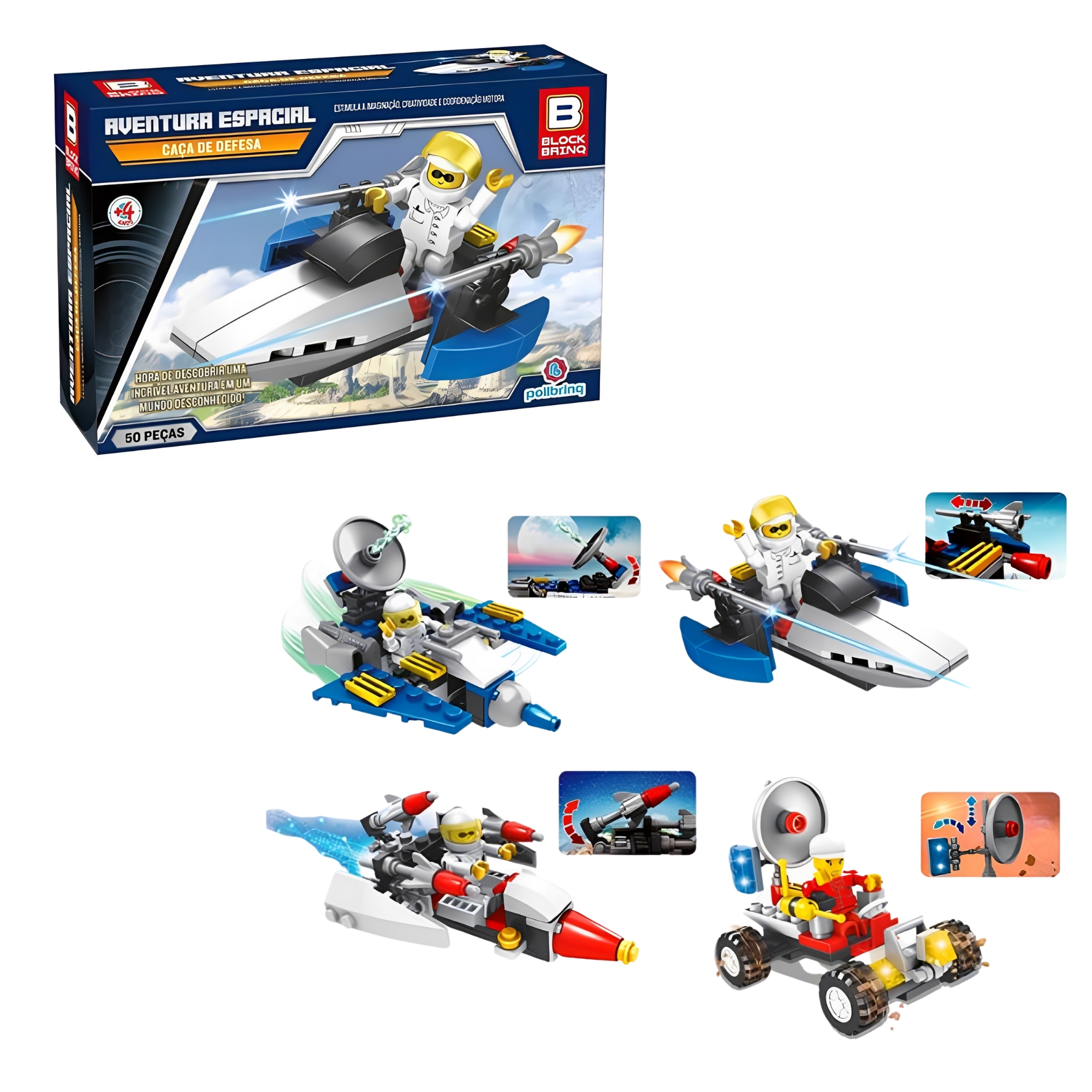 N/A Jogo, brinquedo de montar Sortidos 50 a 103 Peças Aventura Espacial Polibrinq - BM010