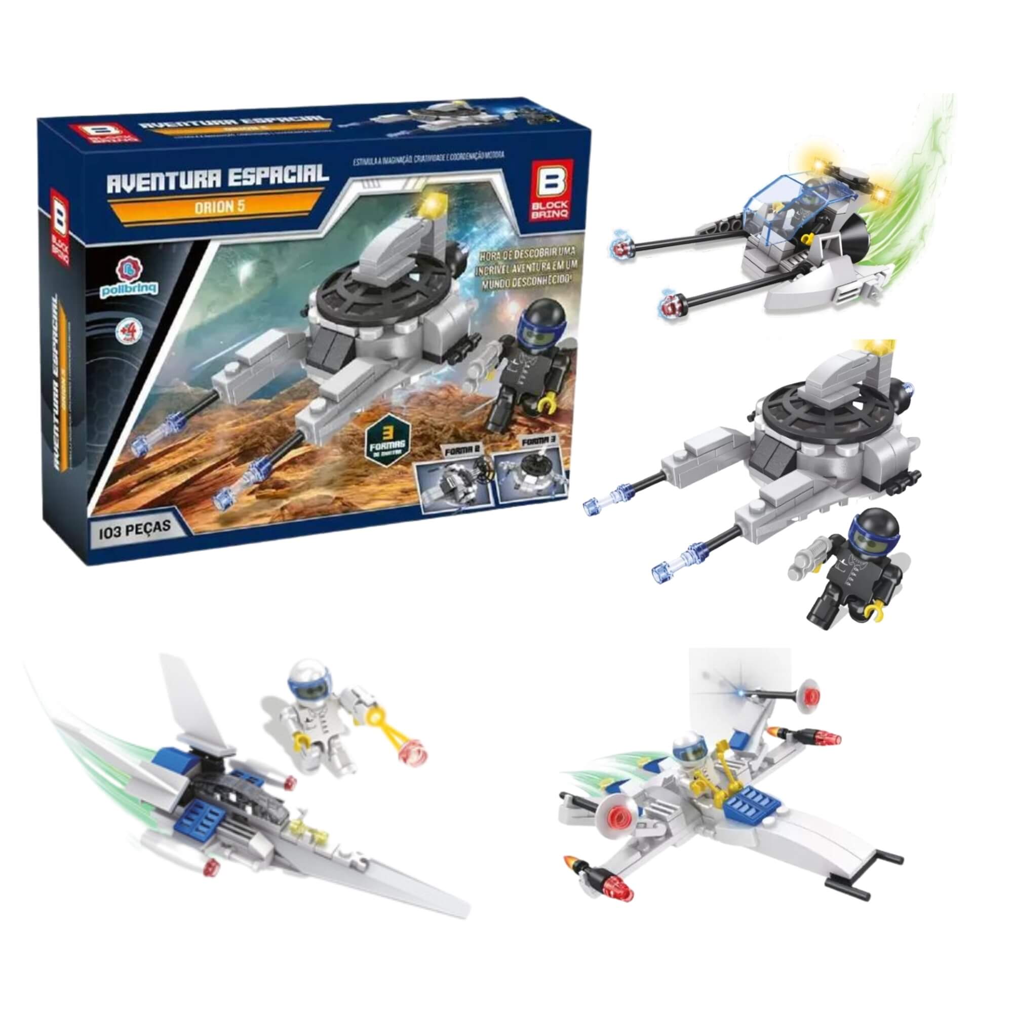Brinquedo Montar e Desmontar Aventura Espacial ORION/X-20/GEMINI3/JUPITER2 Polibrinq BM018