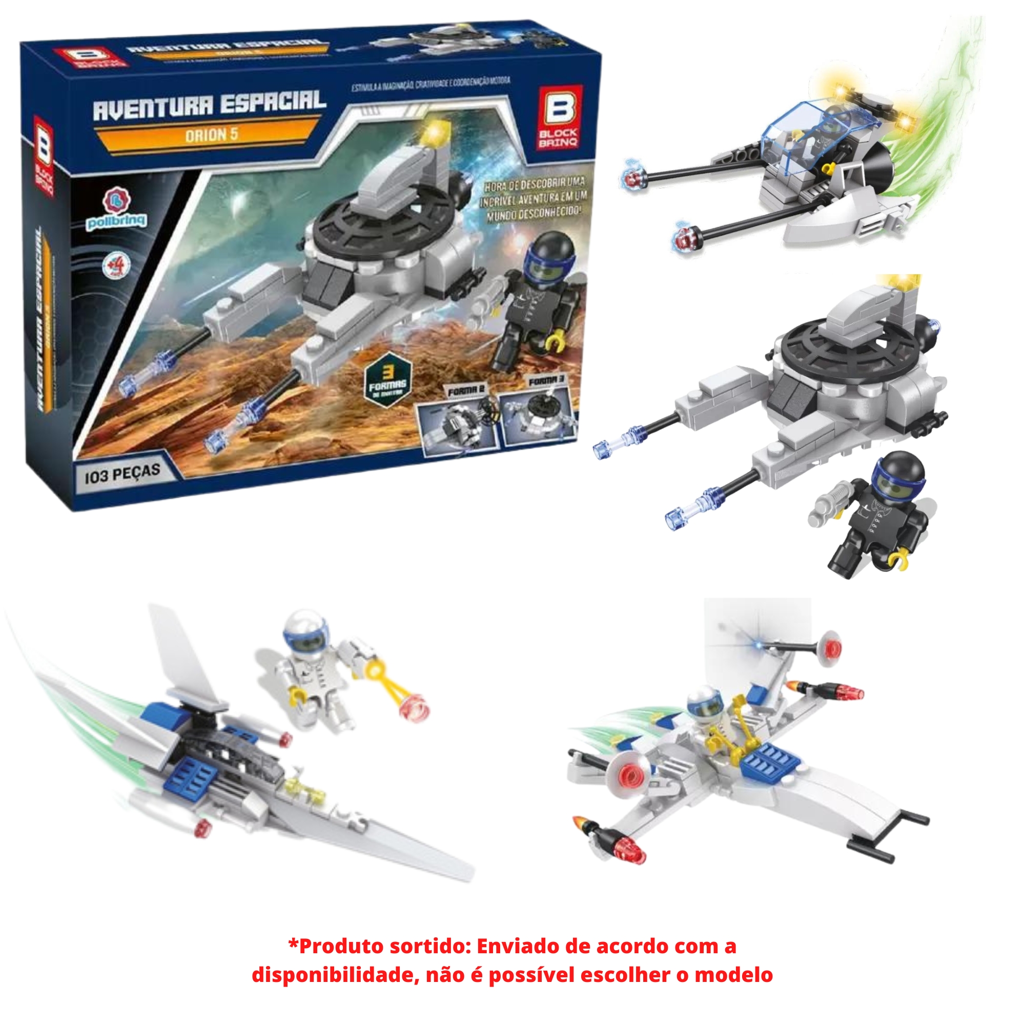 Brinquedo Montar e Desmontar Aventura Espacial ORION/X-20/GEMINI3/JUPITER2 Polibrinq BM018